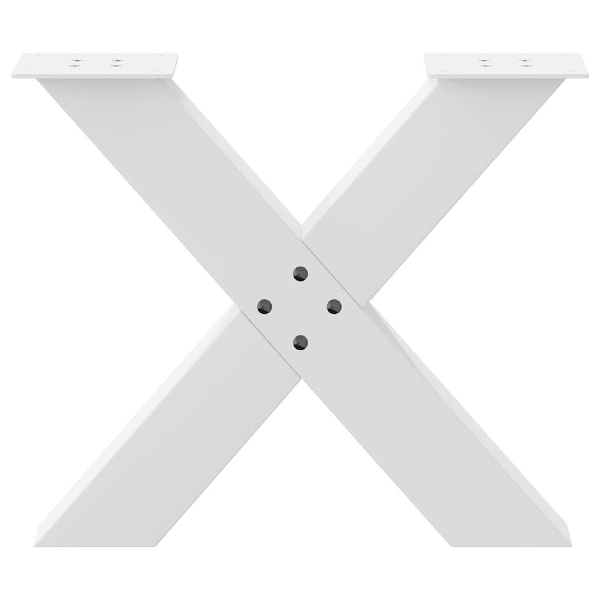 Voir la diapositive 5 : VIDAXL Pieds de table basse forme de X 2 pcs blanc 50x(42-43) cm acier