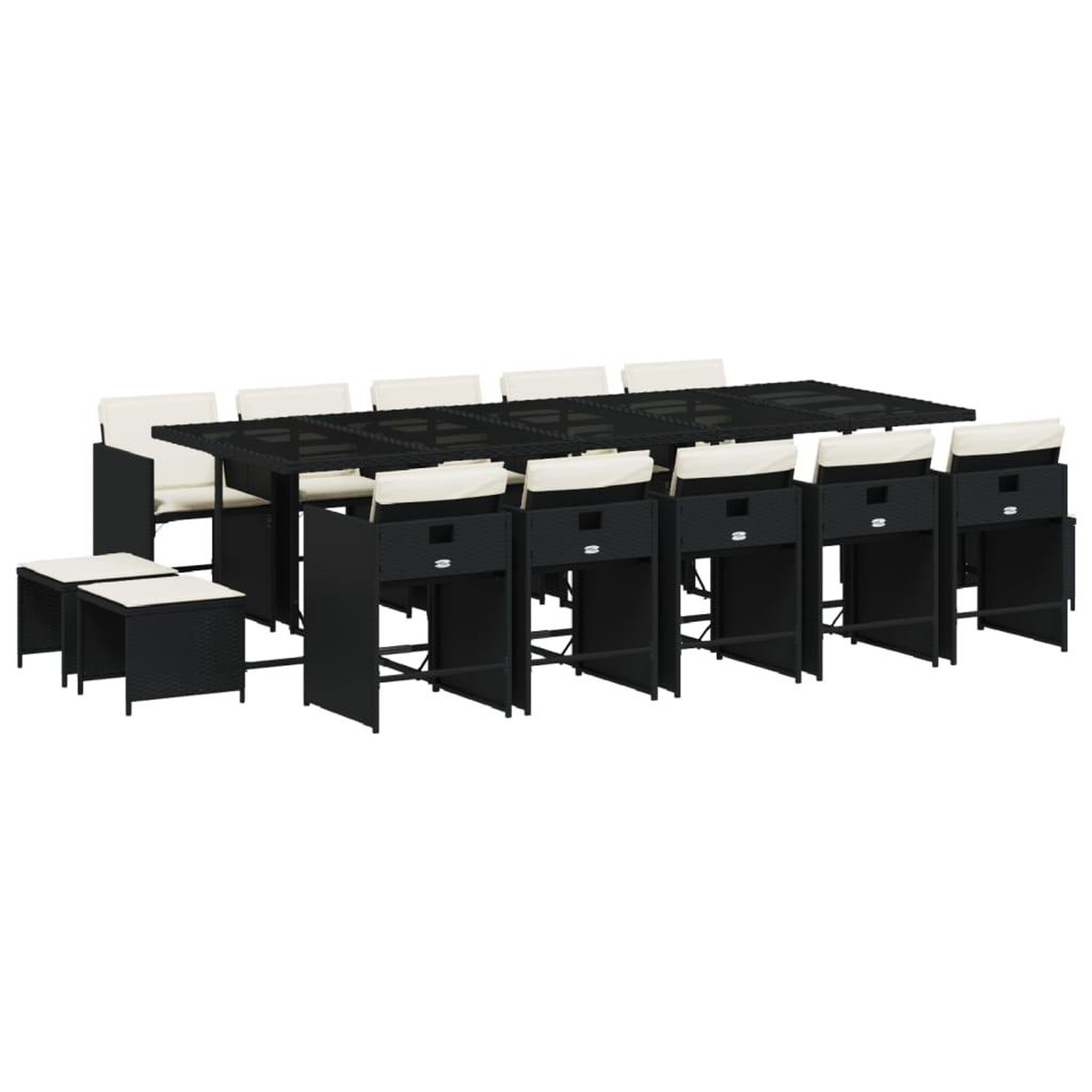 Voir la diapositive 2 : VIDAXL Ensemble a manger de jardin 15 pcs coussins noir resine tressee