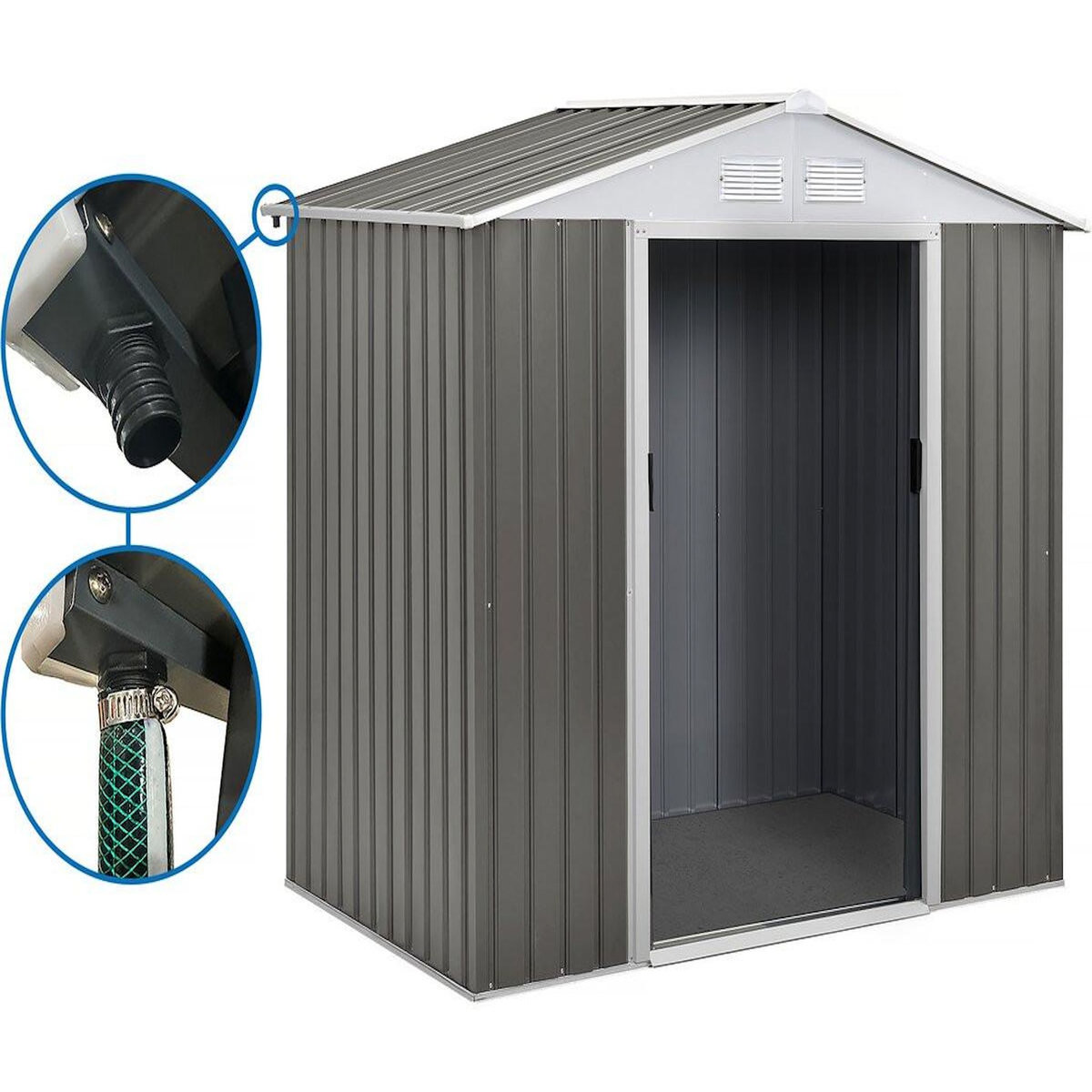 Habitat et Jardin Abri jardin métal  Dallas - 4.07 m² avec gouttière - Taupe