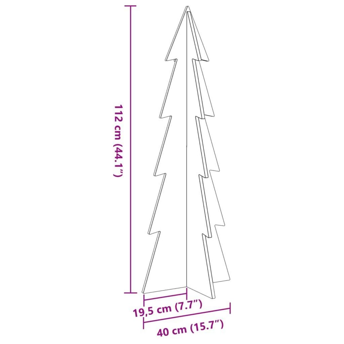 VIDAXL Arbre de Noël en bois pour decoration 112 cm bois massif de pin