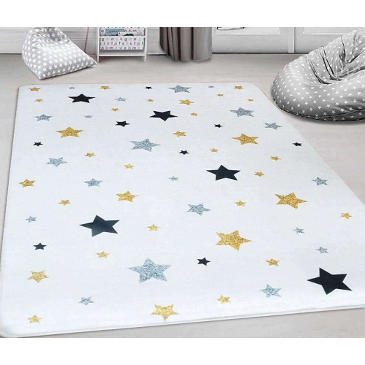 MANI TEXTILE Tapis enfant Etoile 80 x 150 cm - Ecru