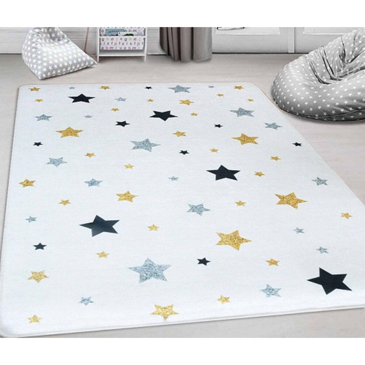 MANI TEXTILE Tapis enfant Etoile 80 x 150 cm - Ecru