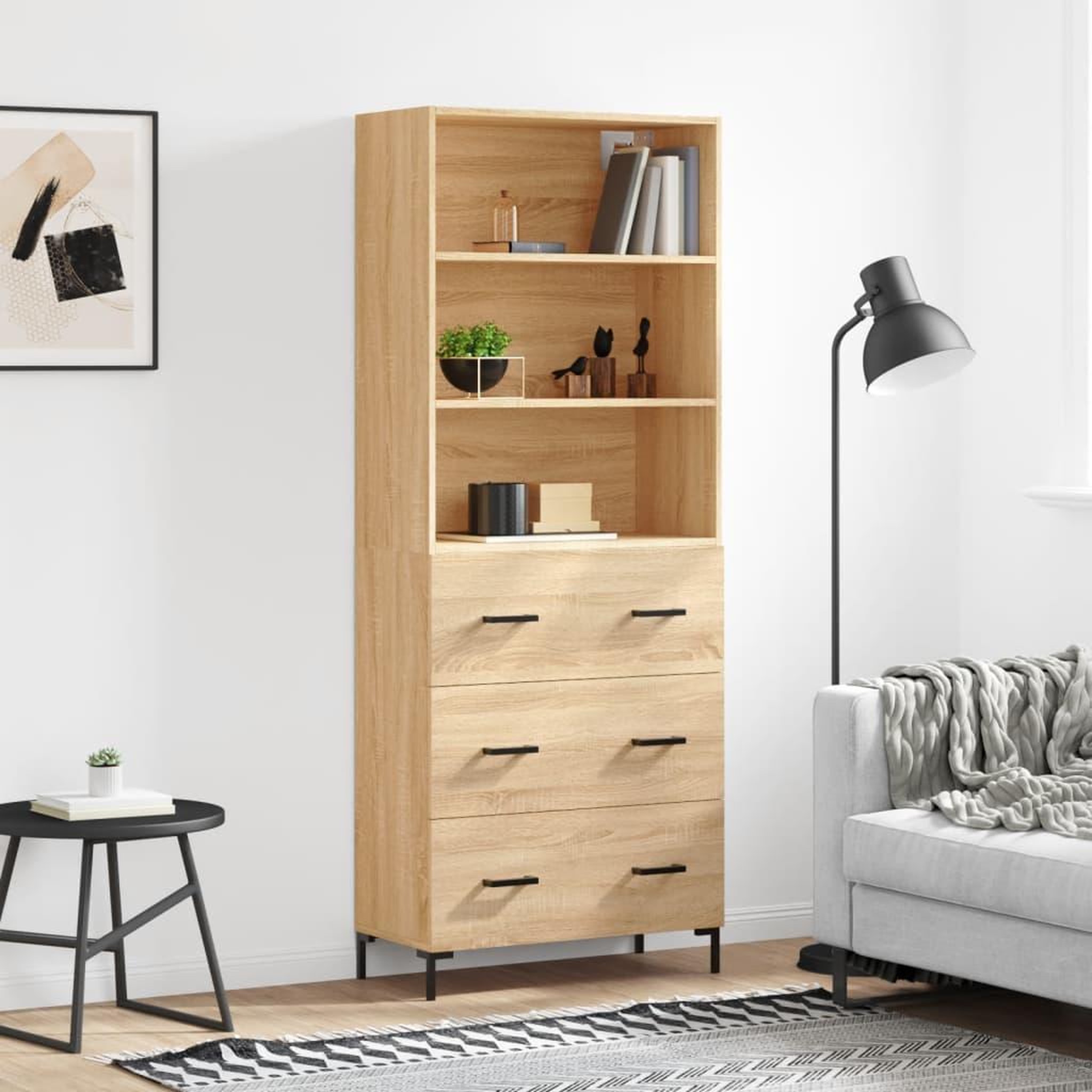 VIDAXL Buffet haut Chene sonoma 69,5x34x180 cm Bois d'ingenierie