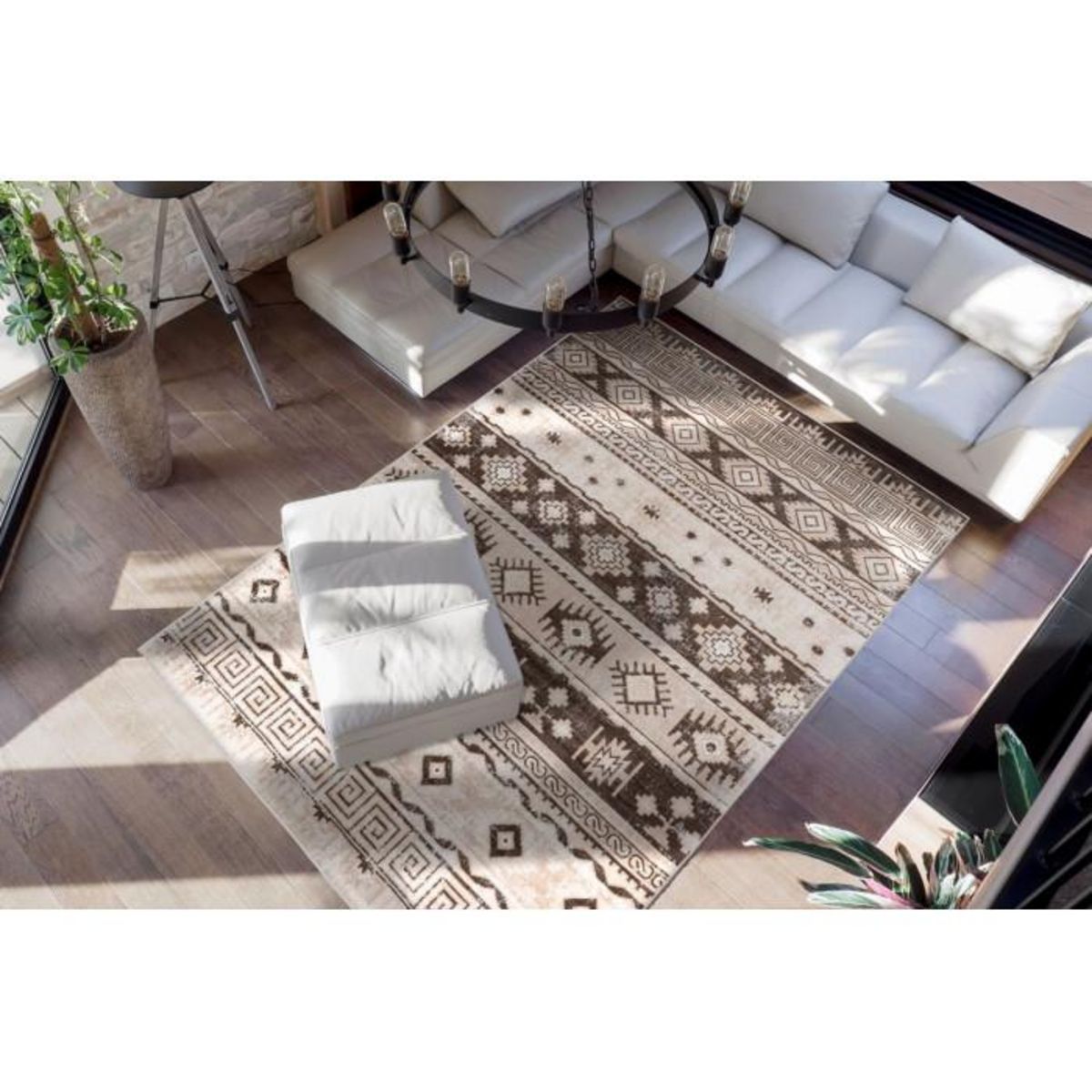 Paris Prix Tapis Ethnique à Poils Courts  Ariya  Taupe