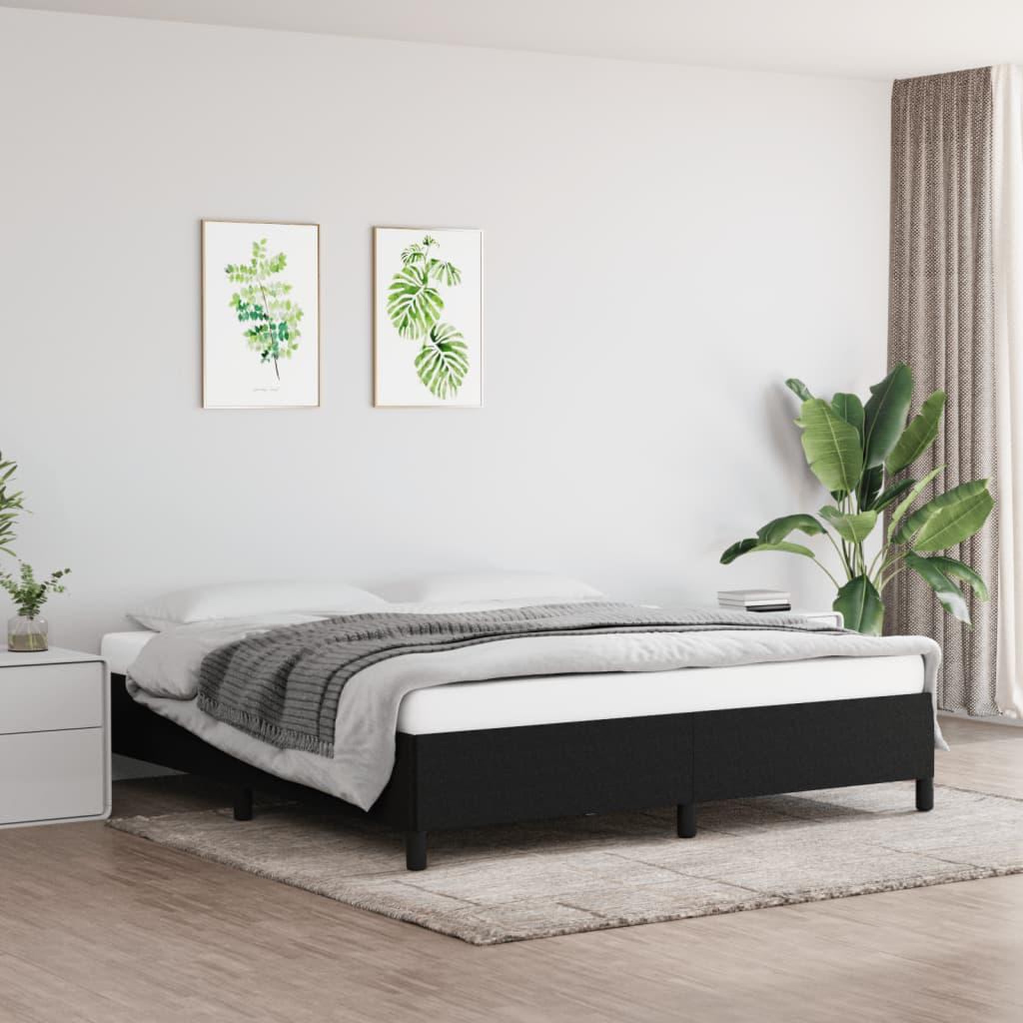 Voir la diapositive 1 : VIDAXL Cadre de lit sans matelas noir 180x200 cm tissu