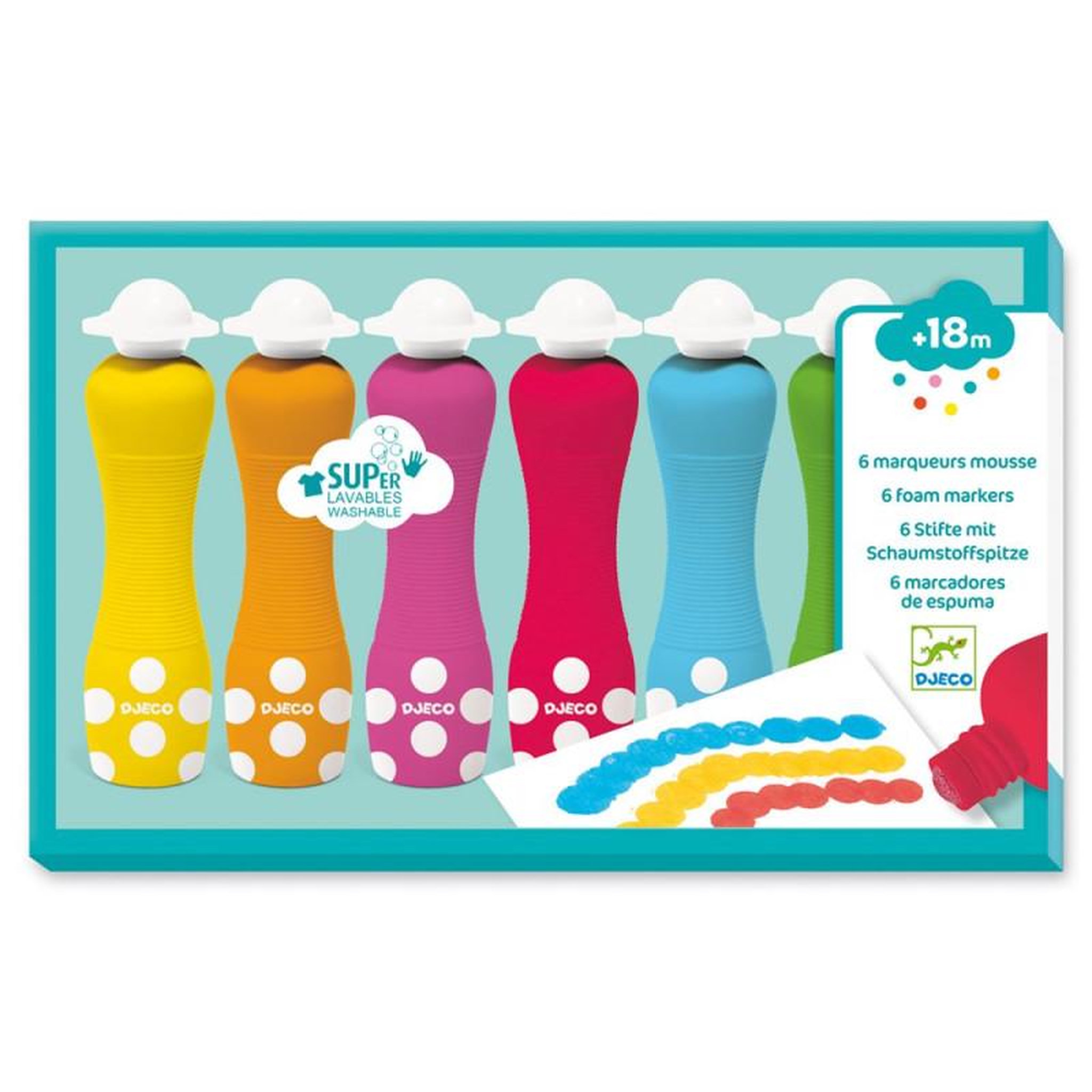 Djeco Set de 6 marqueurs mousse Djeco