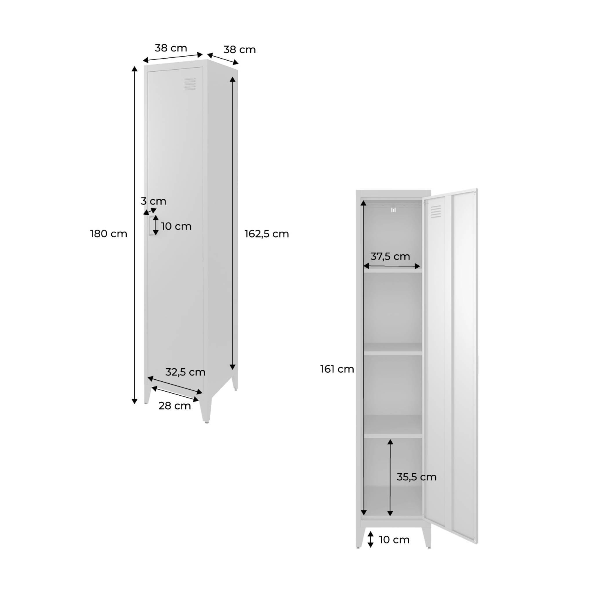 Voir la diapositive 4 : SWEEEK Armoire chambre industrielle métal, 4 espaces de rangement