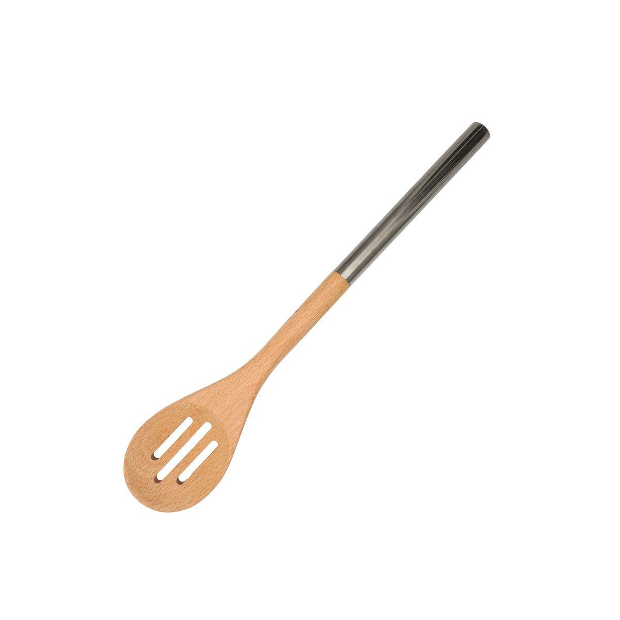 Fackelmann Cuillère en bois ajourée avec manche inox 34 cm en tout Fackelmann Boissellerie