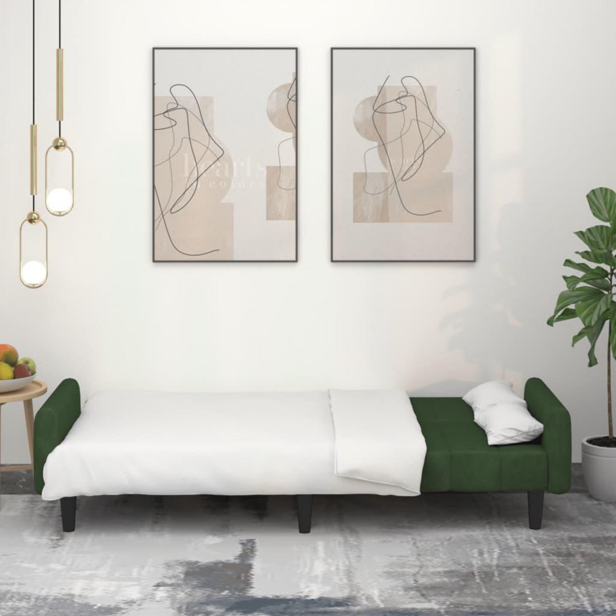 VIDAXL Canape-lit a 2 places vert fonce velours