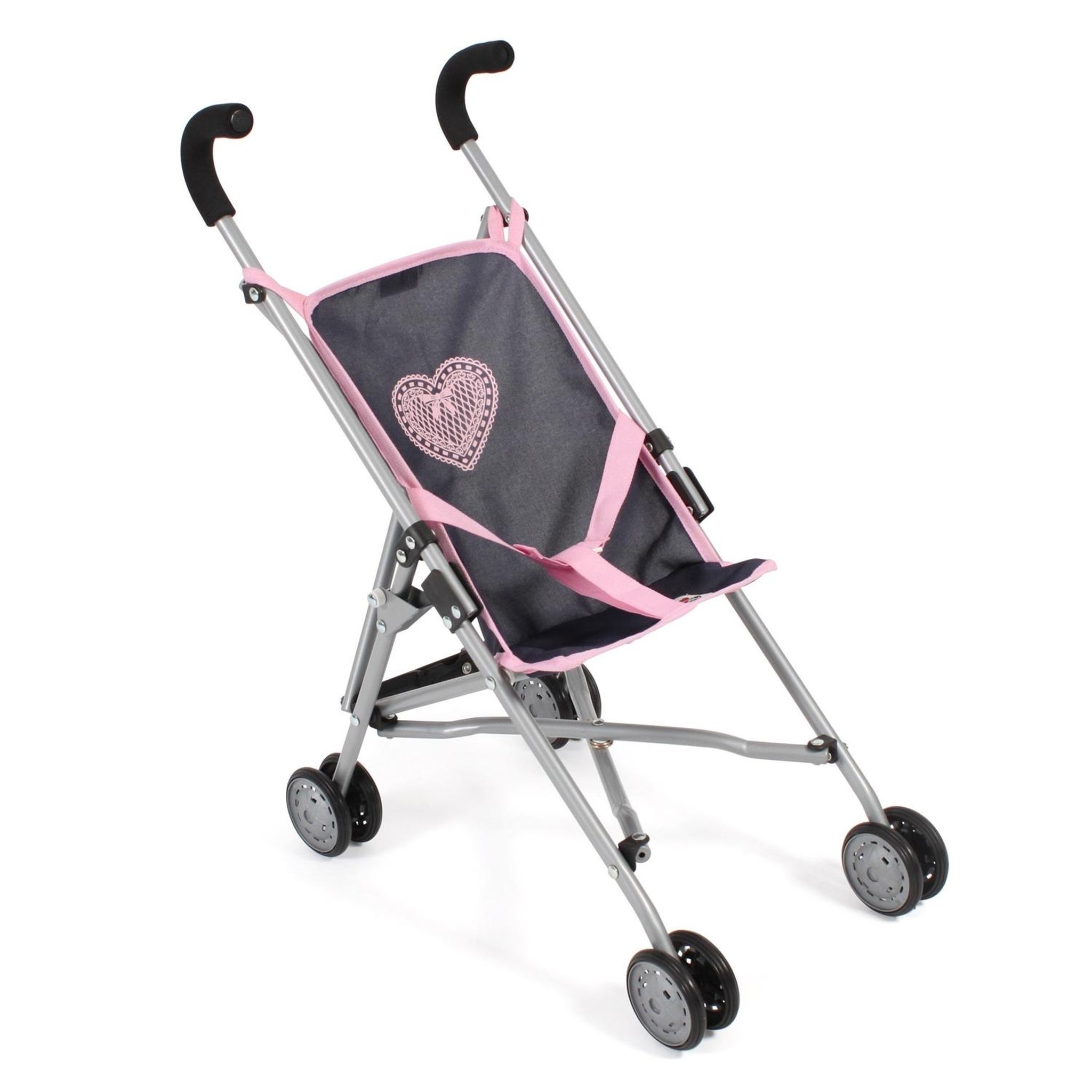 BAYER CHIC 2000 Mini-Buggy ROMA gris mélange bleu marine pour poupée