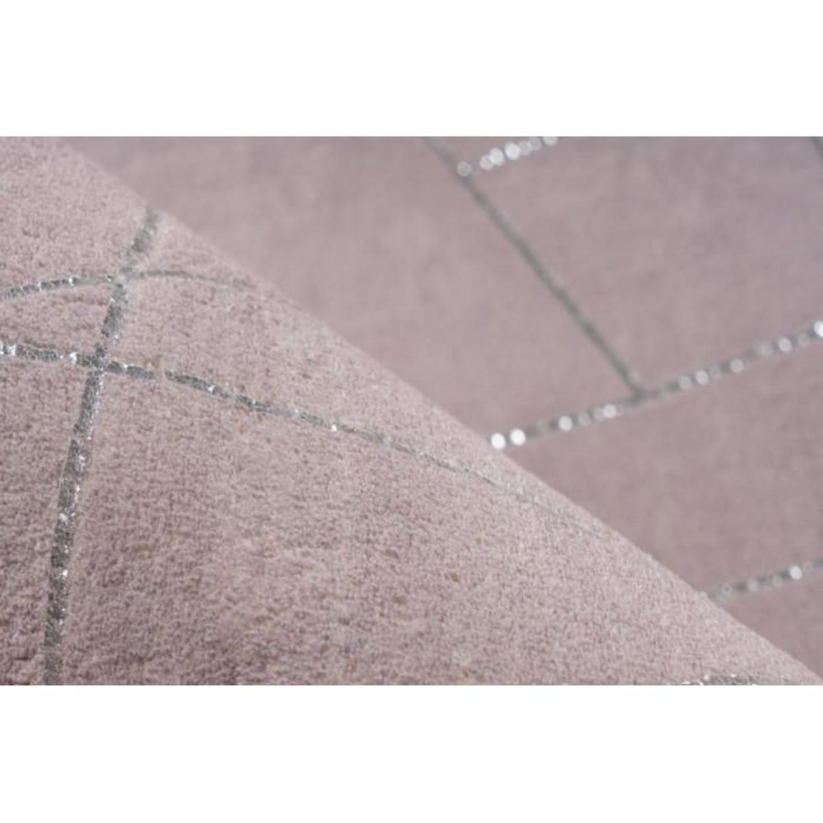 Paris Prix Tapis Géométrique à Poils Longs  Bijou  Taupe & Argent