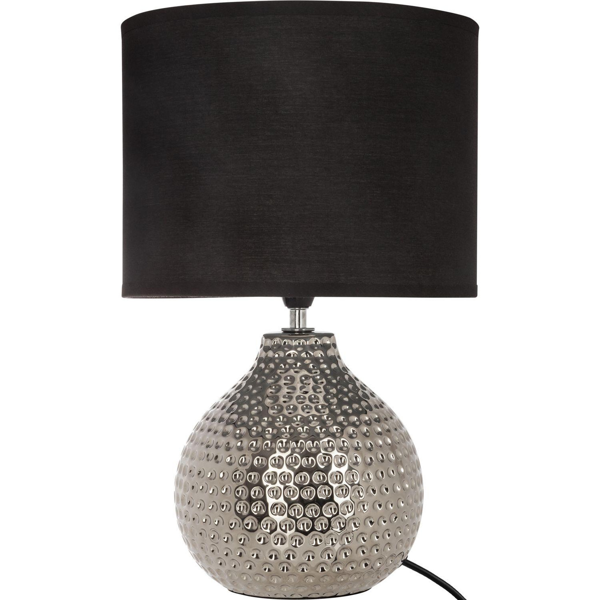 Voir la diapositive 2 : ATMOSPHERA Lampe à poser design martelé Angie - H. 38 cm - Argent