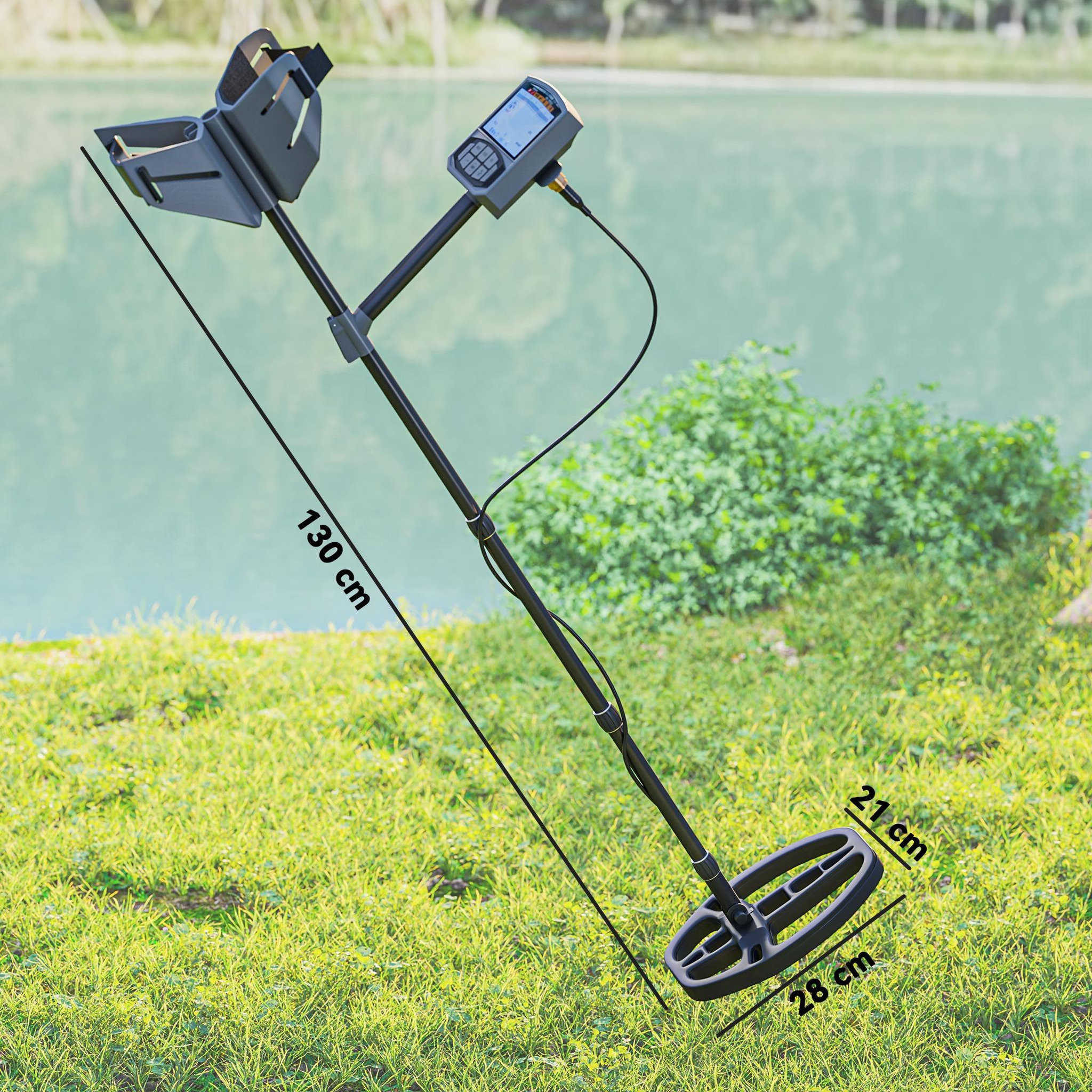 Voir la diapositive 3 : OUTSUNNY Détecteur de métaux haute sensibilité - nombreux accessoires - bobine étanche, manche telescopique - gris foncé