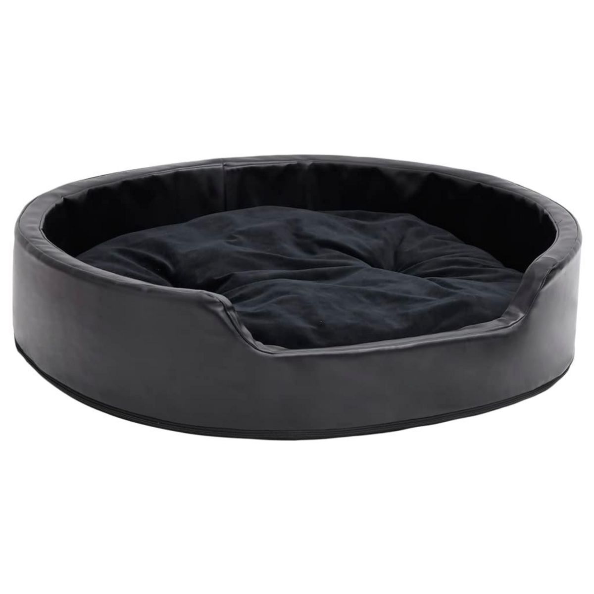 VIDAXL Lit pour chiens Noir 79x70x19 cm Peluche et similicuir