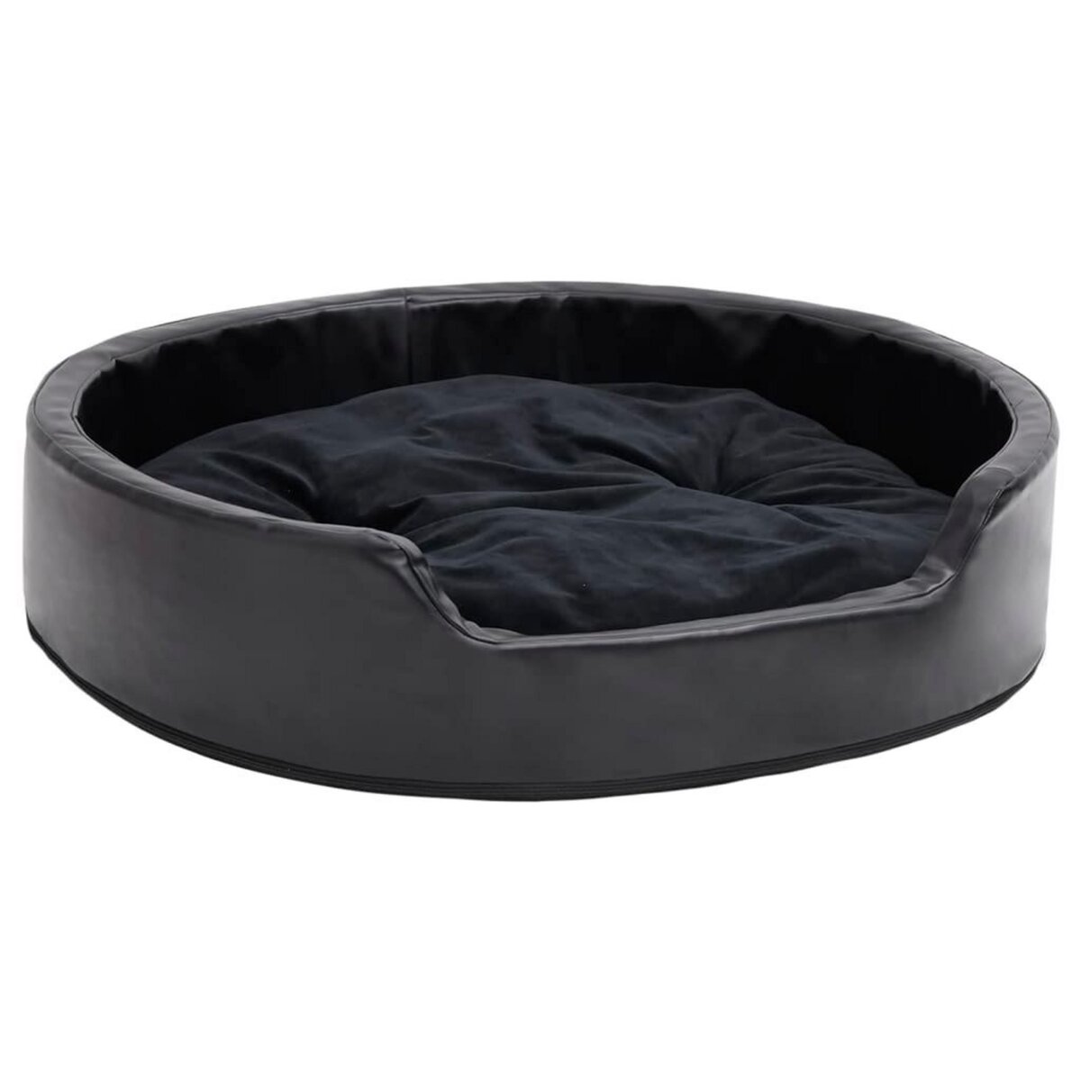 VIDAXL Lit pour chiens Noir 79x70x19 cm Peluche et similicuir