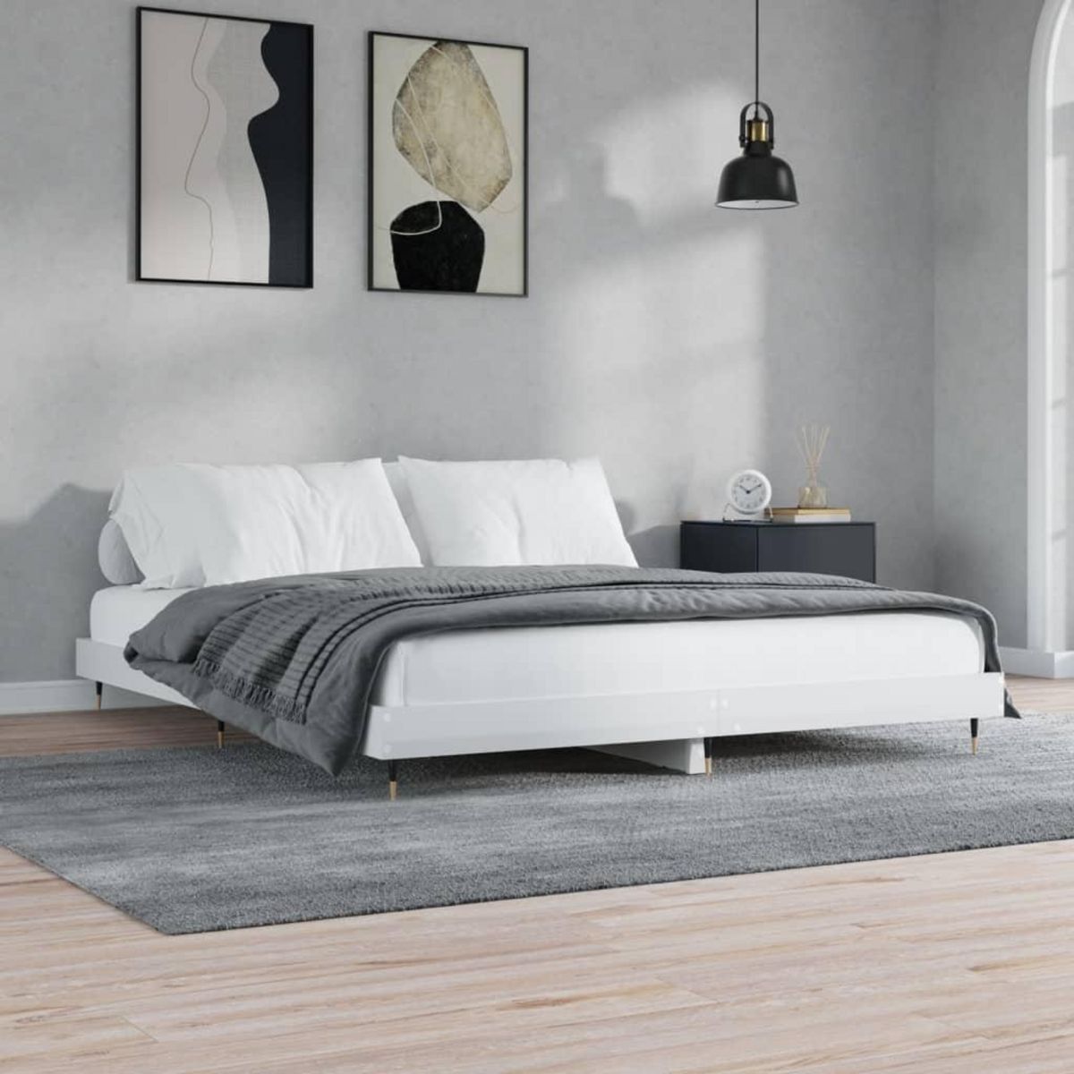 VIDAXL Cadre de lit sans matelas blanc brillant 140x200 cm