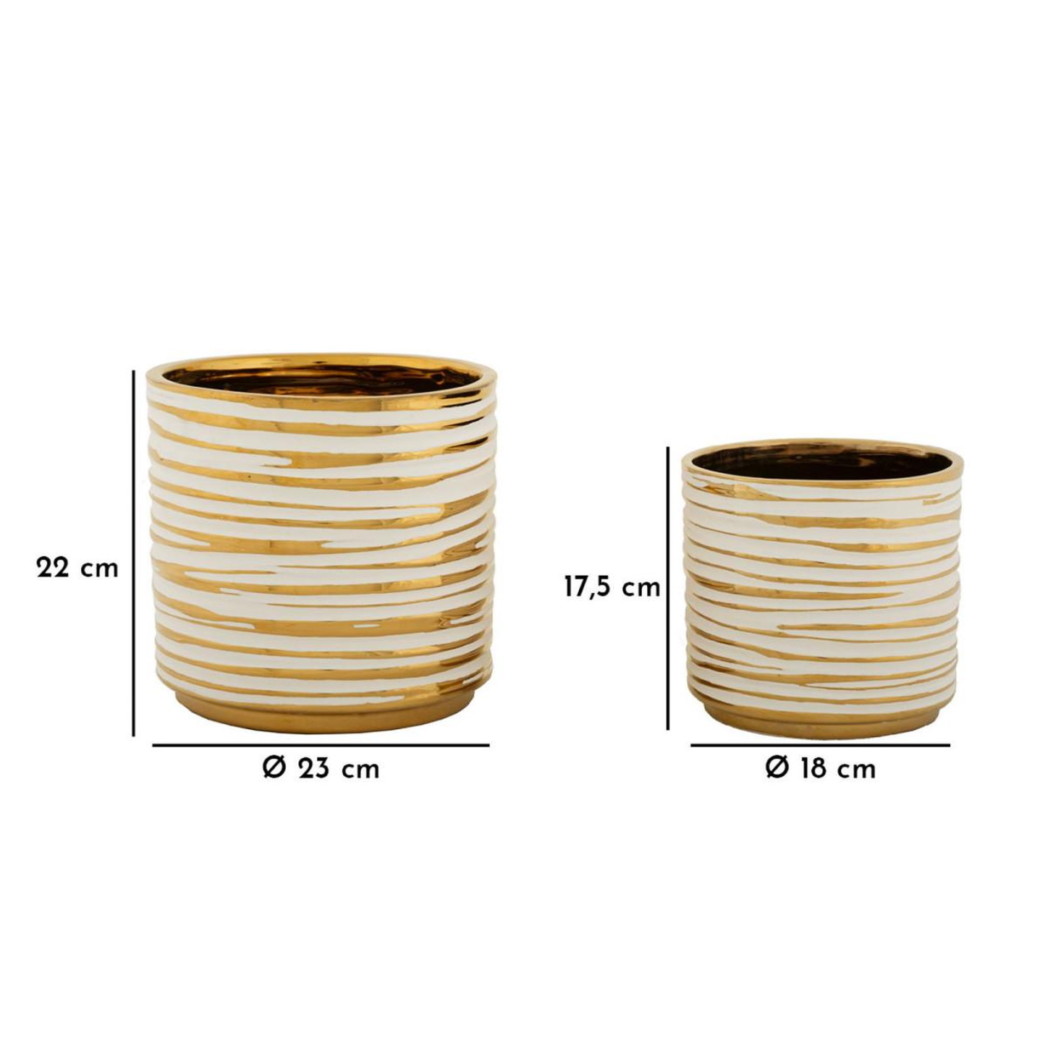Voir la diapositive 6 : Paris Prix Lot de 2 vases en céramique  blom  23cm or & blanc