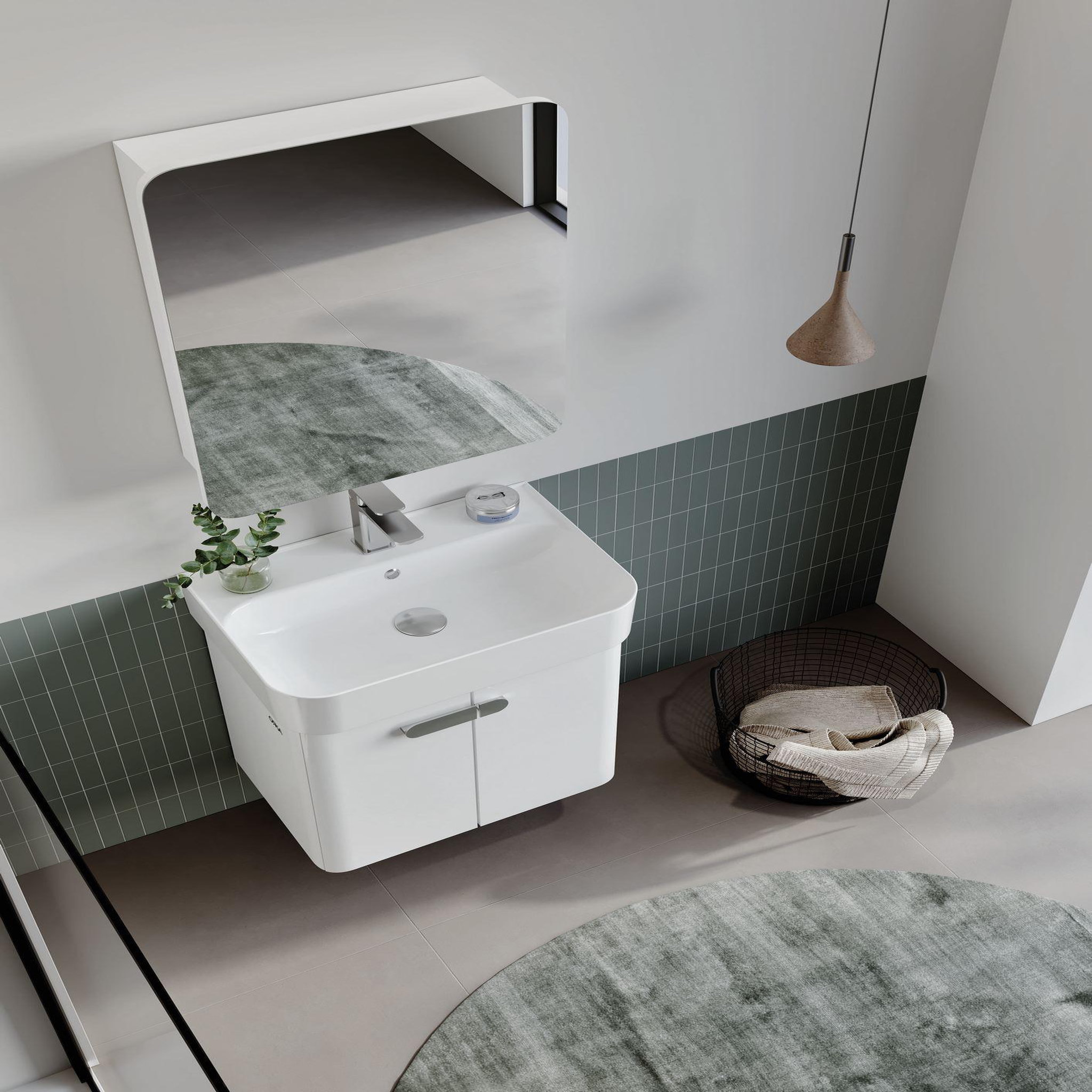 Voir la diapositive 4 : Habitat et Jardin Meuble salle de bain avec miroir  orbit 50  - 50 x 16 x 71 cm - white