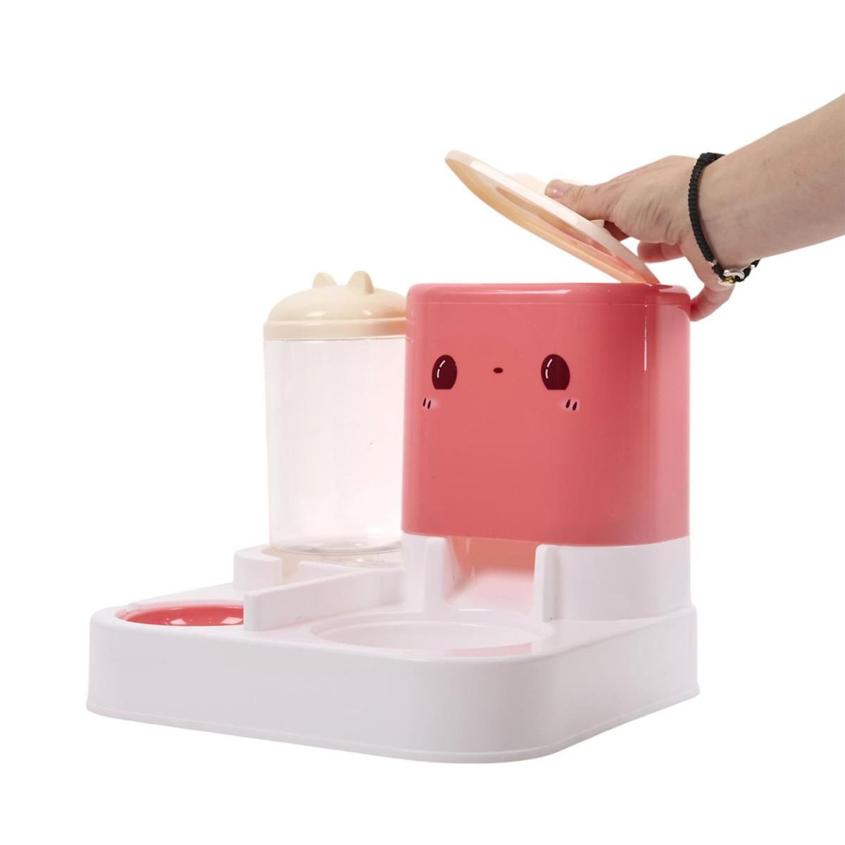 Paris Prix Distributeur d'Eau & Croquettes  Kawaii  28cm Rose