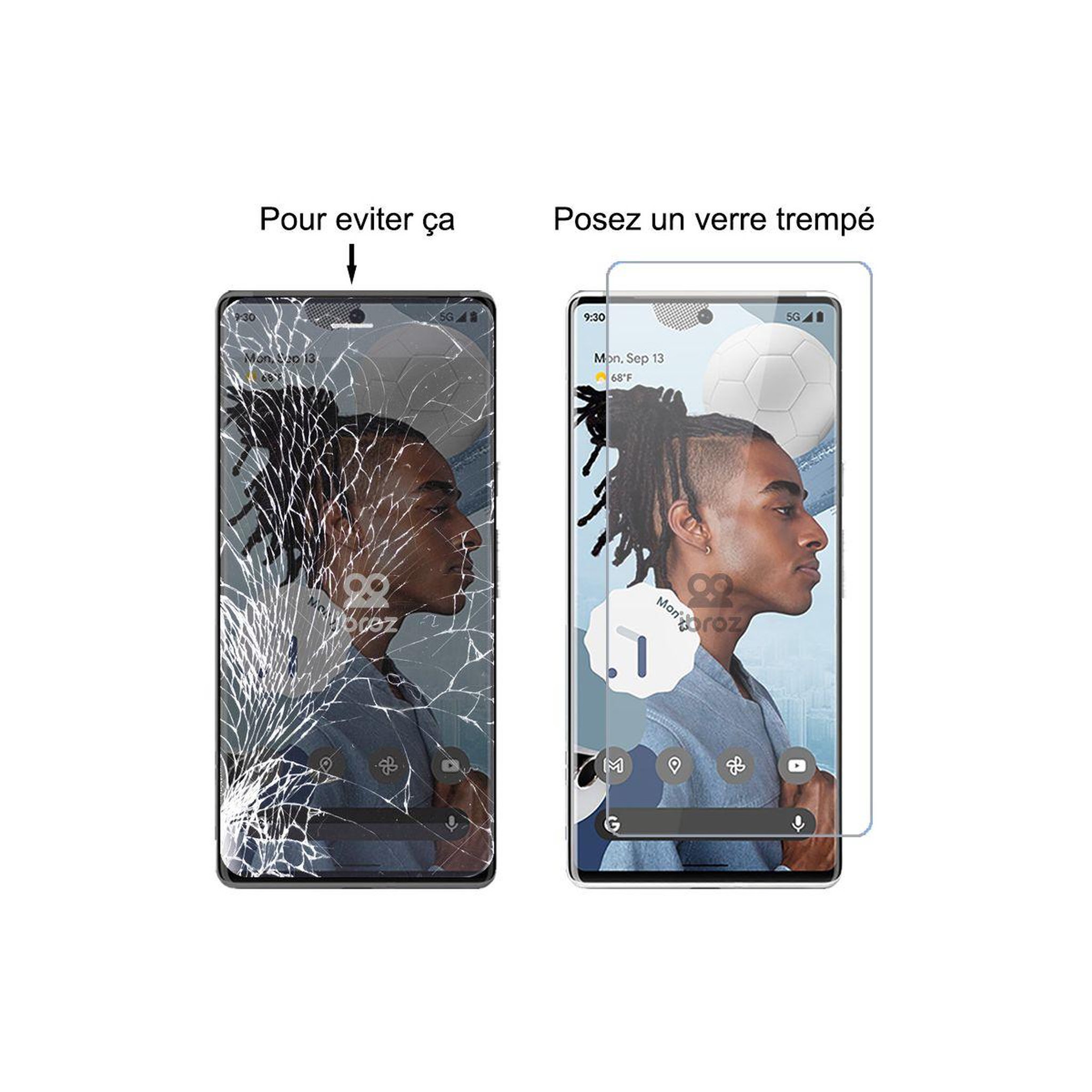Voir la diapositive 3 : IBROZ Protège écran google pixel 6 verre trempe x3