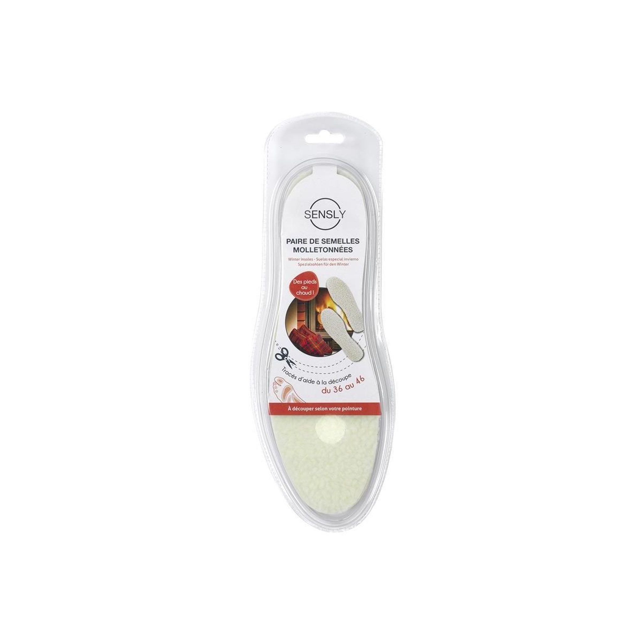Voir la diapositive 2 : SENSLY Semelles à découper  hiver  taille 36/46 blanc