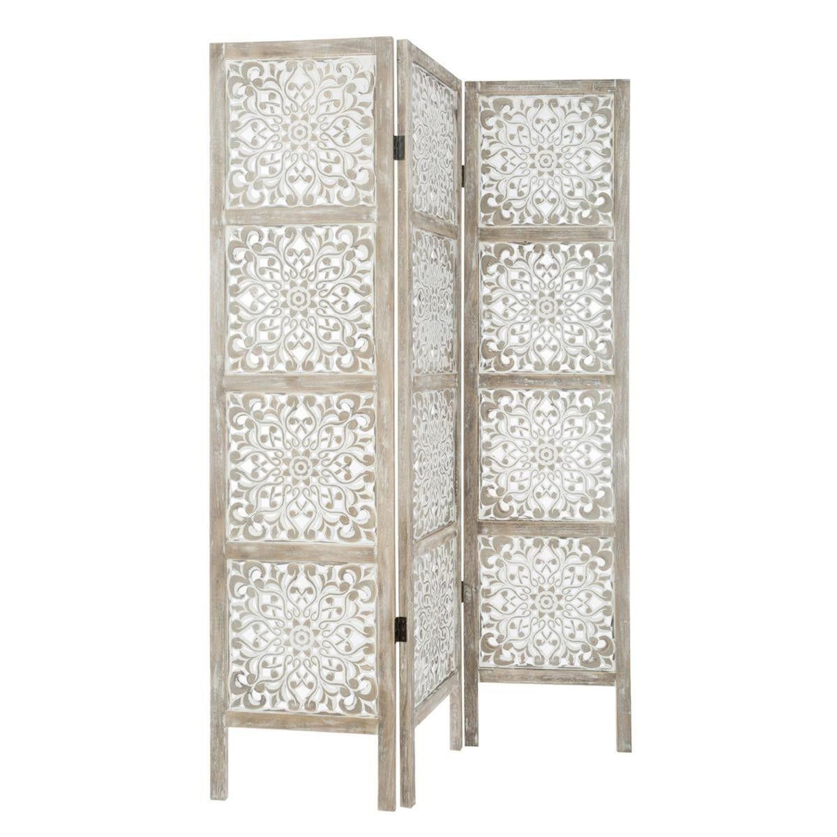 ATMOSPHERA Paravent en Bois  Etnik  120x169cm Blanc