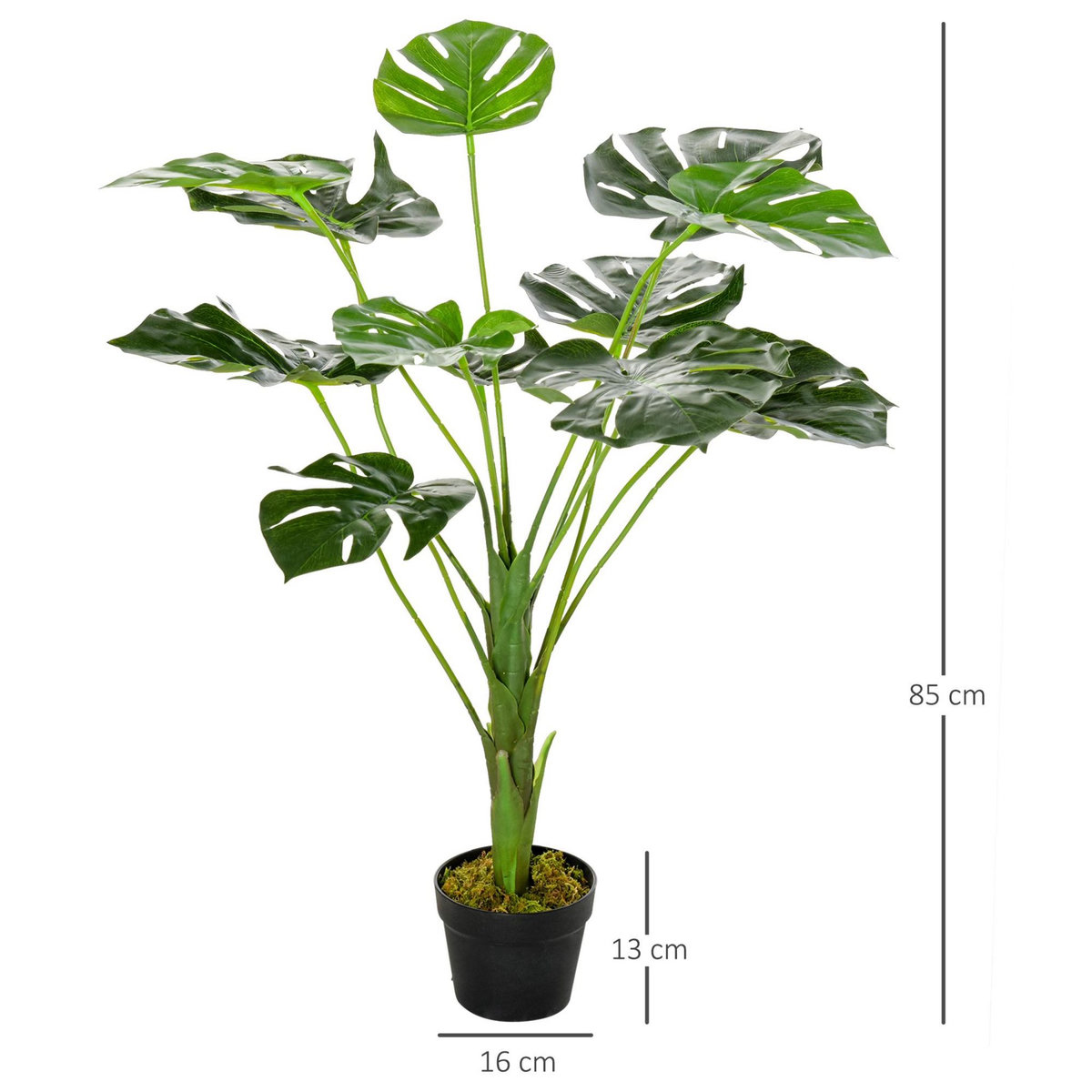 OUTSUNNY Arbre artificiel plante artificielle Monstera H. 85 cm tronc branches lichen feuilles de tortue grand réalisme pot inclus