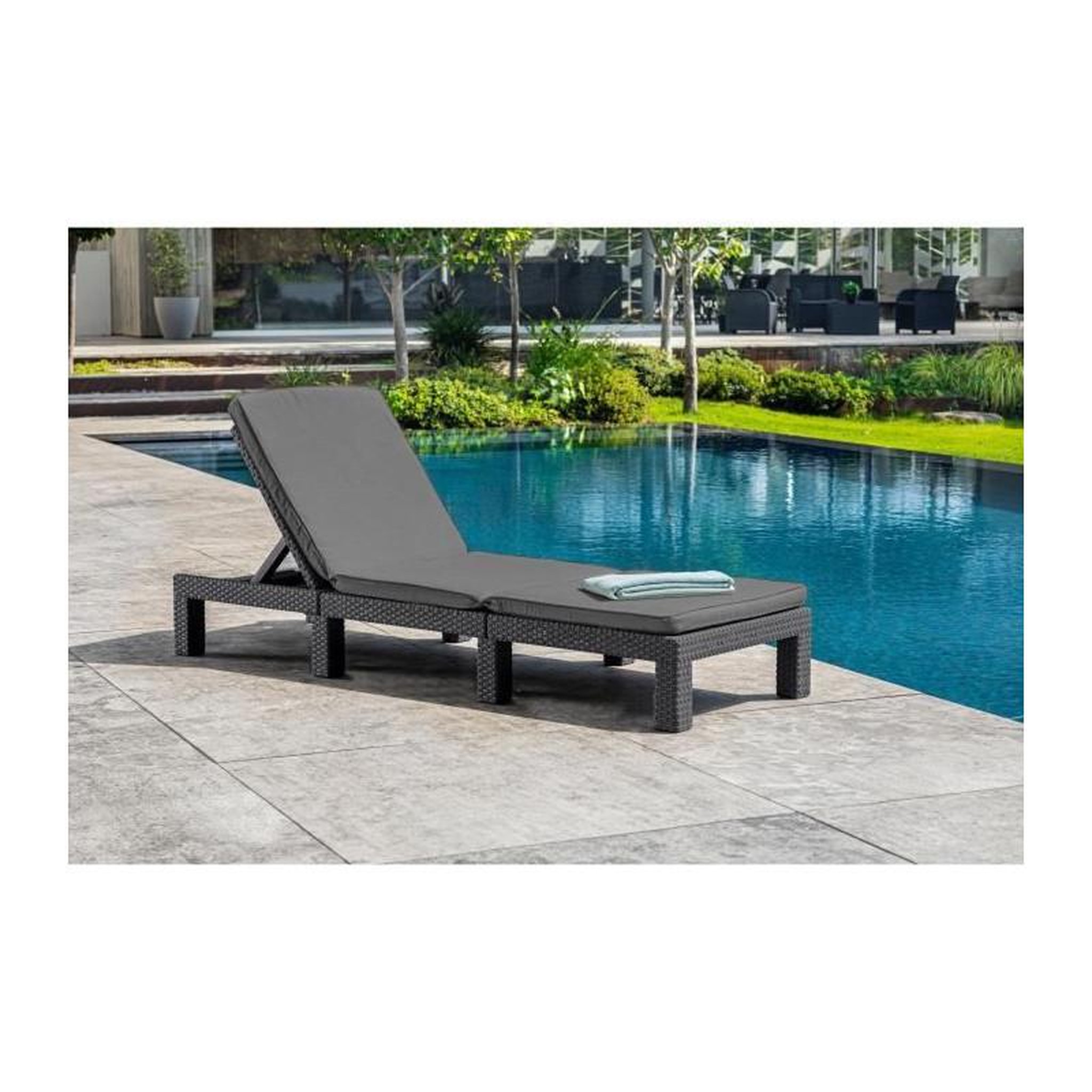 Voir la diapositive 2 : ALLIBERT by KETER Bain de soleil en imitation resine tressee ALLIBERT - 4 positions - Daytona De luxe - Gris graphite