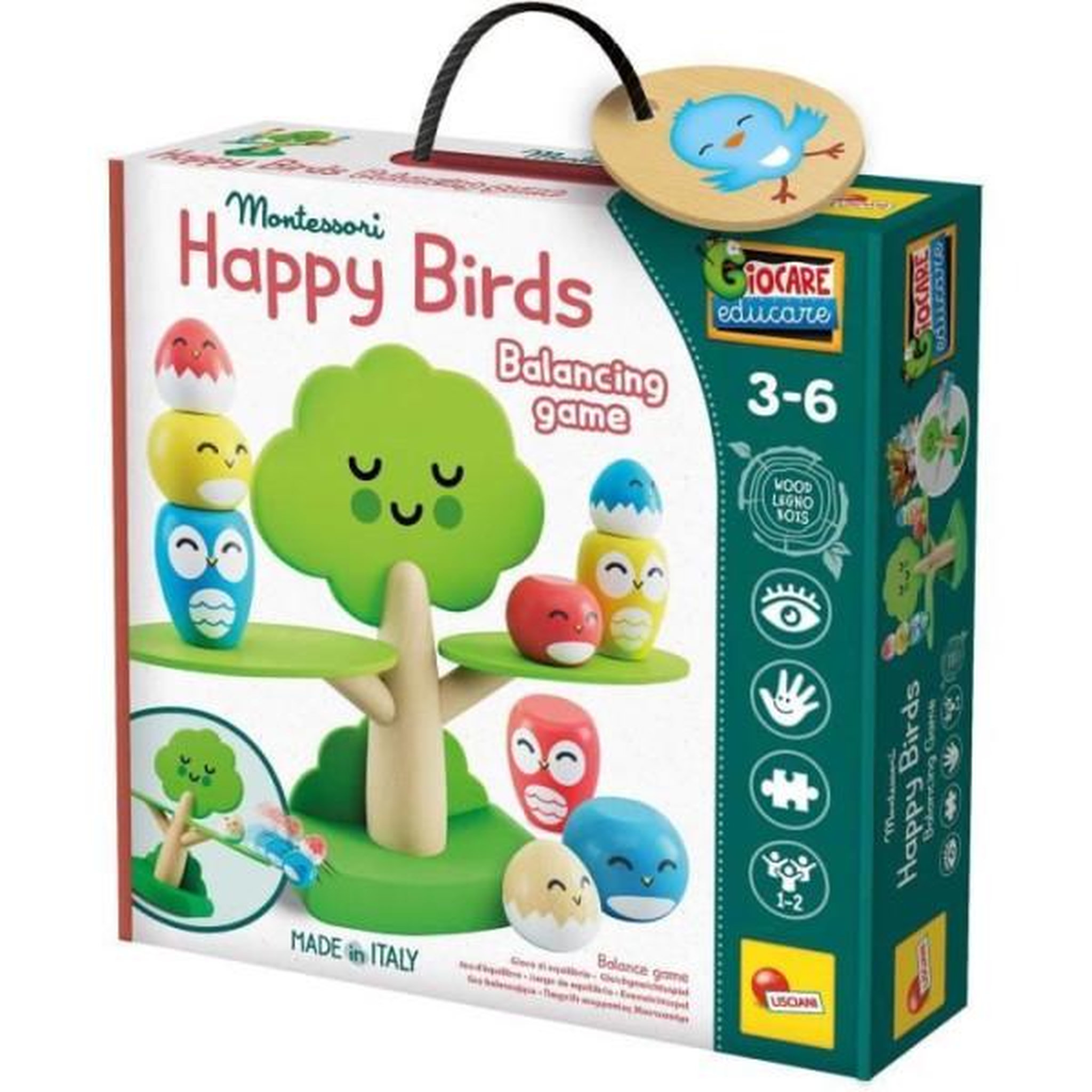 LISCIANI GIOCHI Tree Balancing - Jeu Montessori- MONTESSORI BOIS - Jeu d'Équilibre, Arbre et Oiseaux