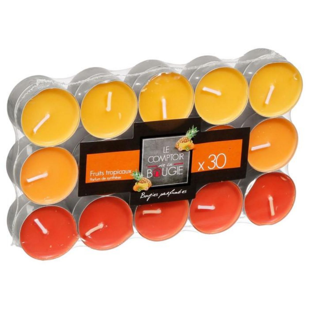 COMPTOIR DE LA BOUGIE Lot de 30 Bougies Parfumées  Nina  3,7cm Fruits Tropicaux
