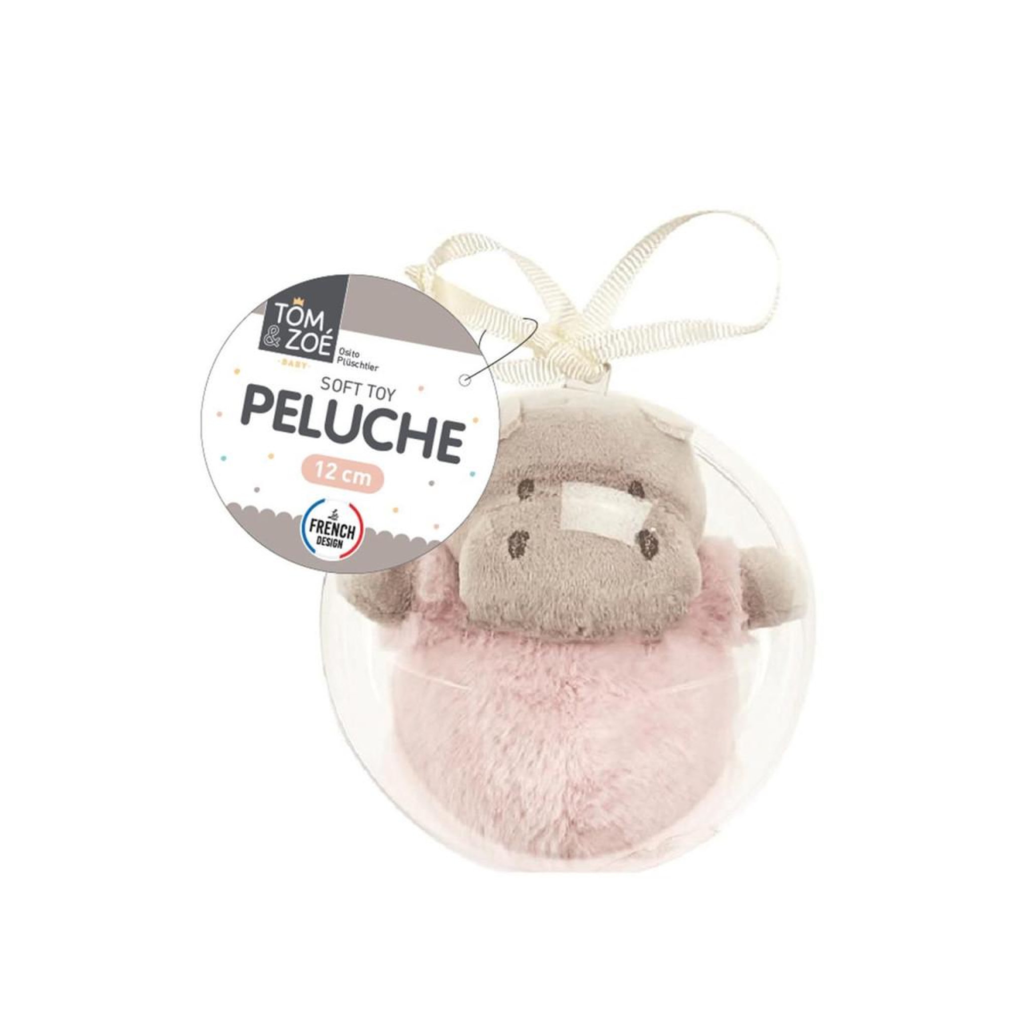 Voir la diapositive 4 : Tom & Zoé Peluche enfant dans boule  hippo  12cm rose