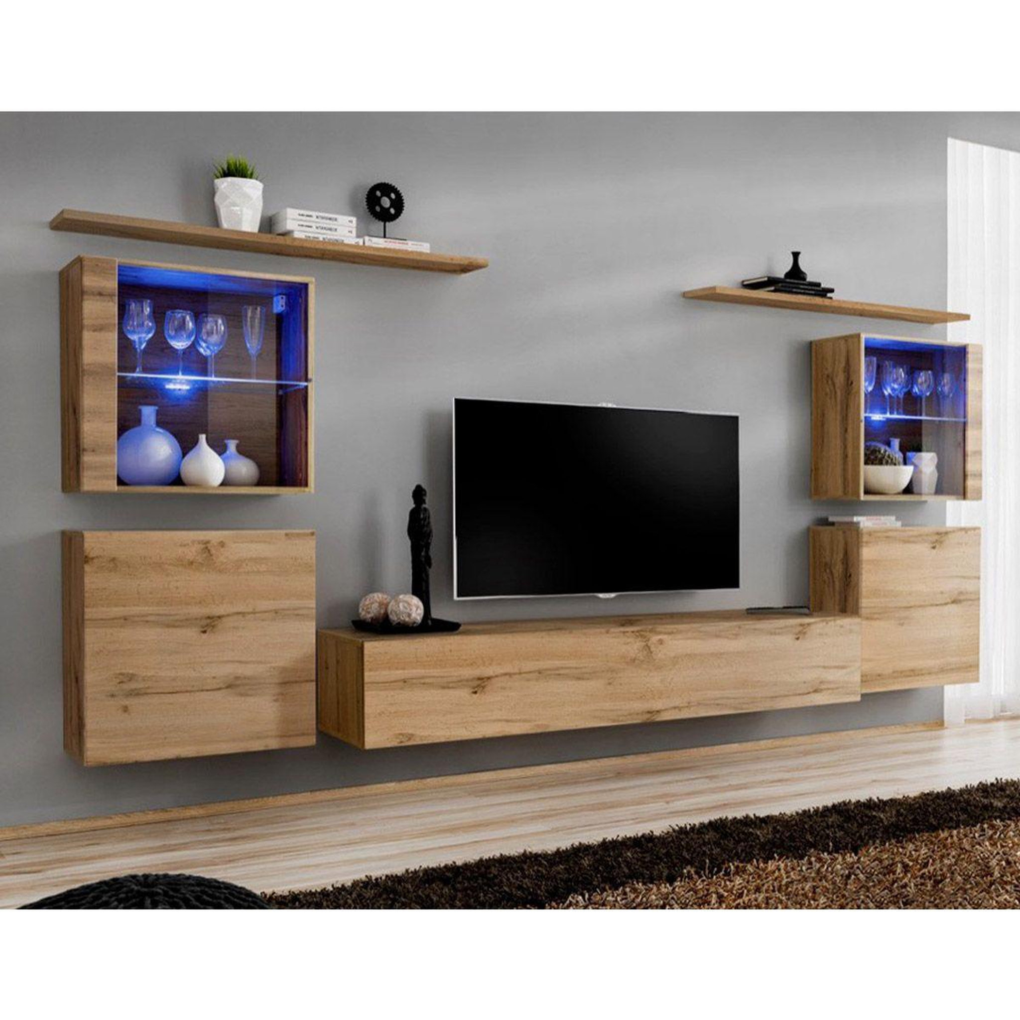 Paris Prix Meuble tv mural design  switch xiv  320cm naturel