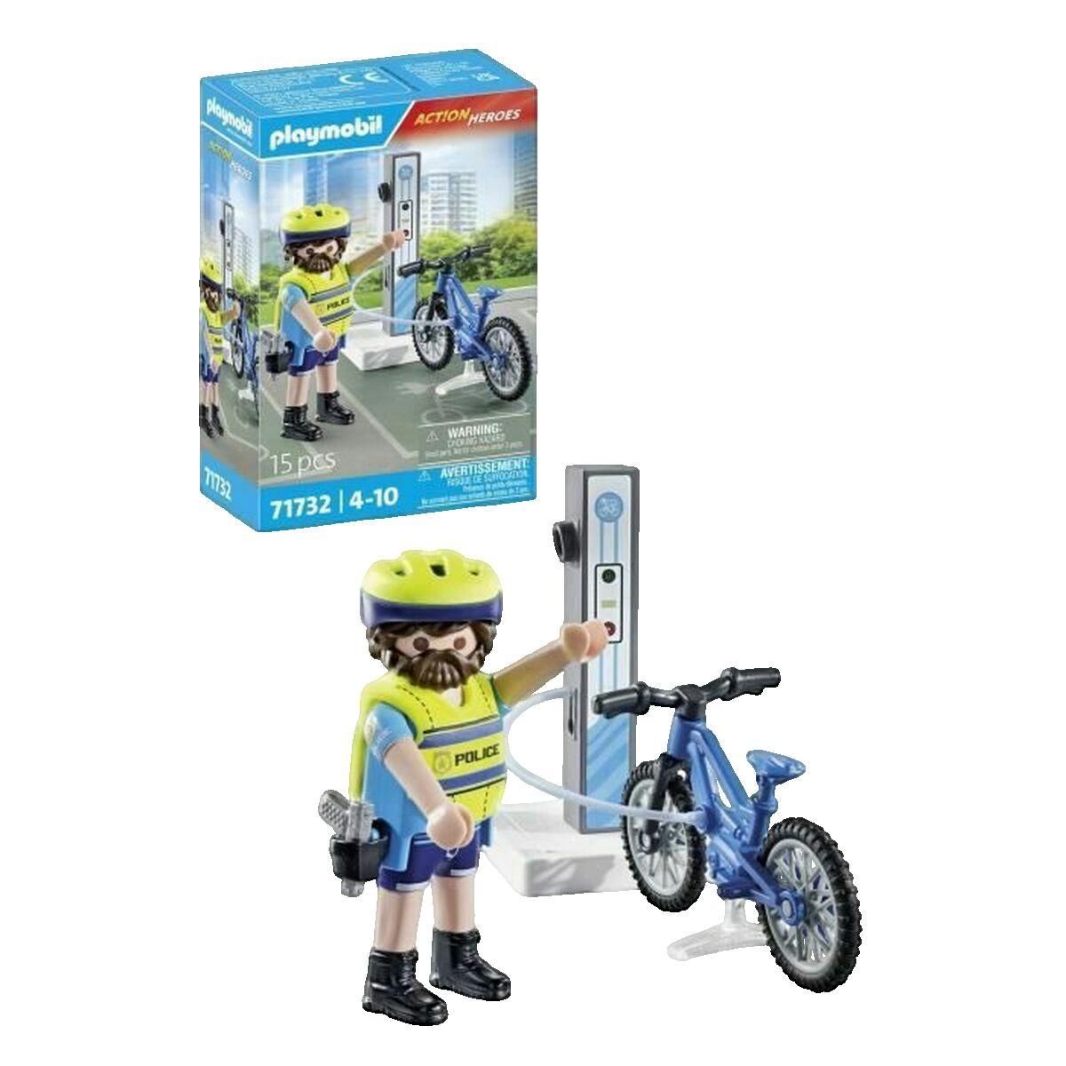 PLAYMOBIL 71732 Policier cycliste et borne de recharge électrique
