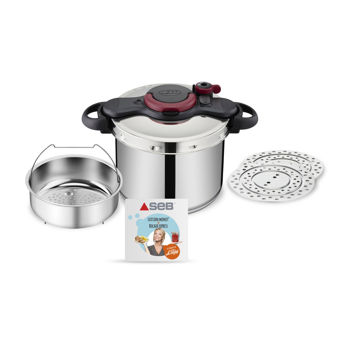 SEB Cocotte minute CLIPSOMINUT'® EASY 9 litres + Kit stérilisation + Livret de recettes 