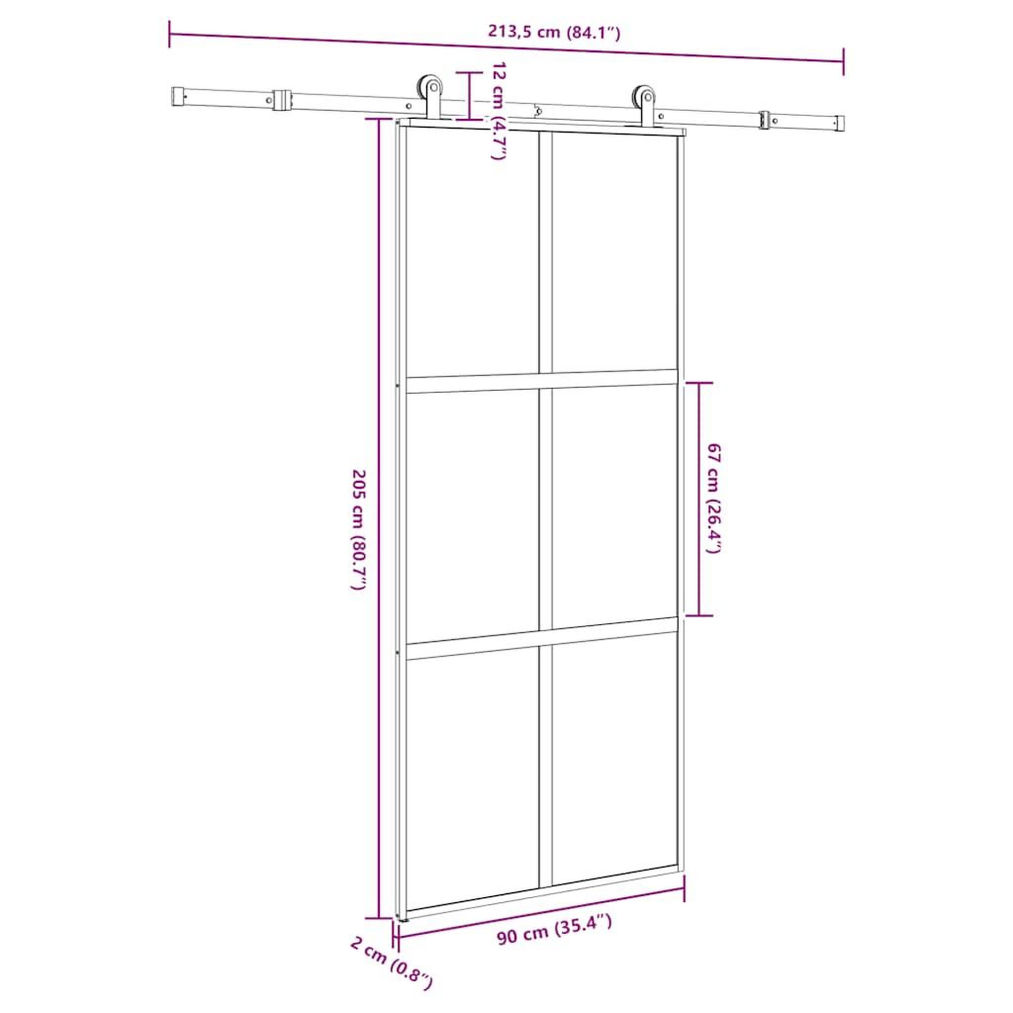Voir la diapositive 6 : VIDAXL Porte coulissante kit de quincaillerie trempe verre aluminium