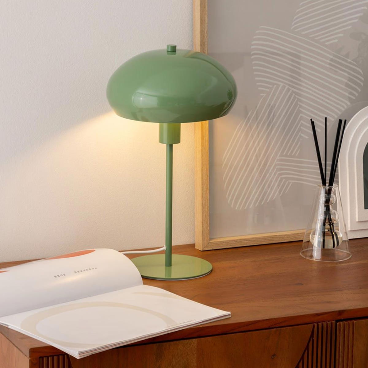 ATMOSPHERA Lampe à Poser Champignon  Savio  38cm Vert Tilleul