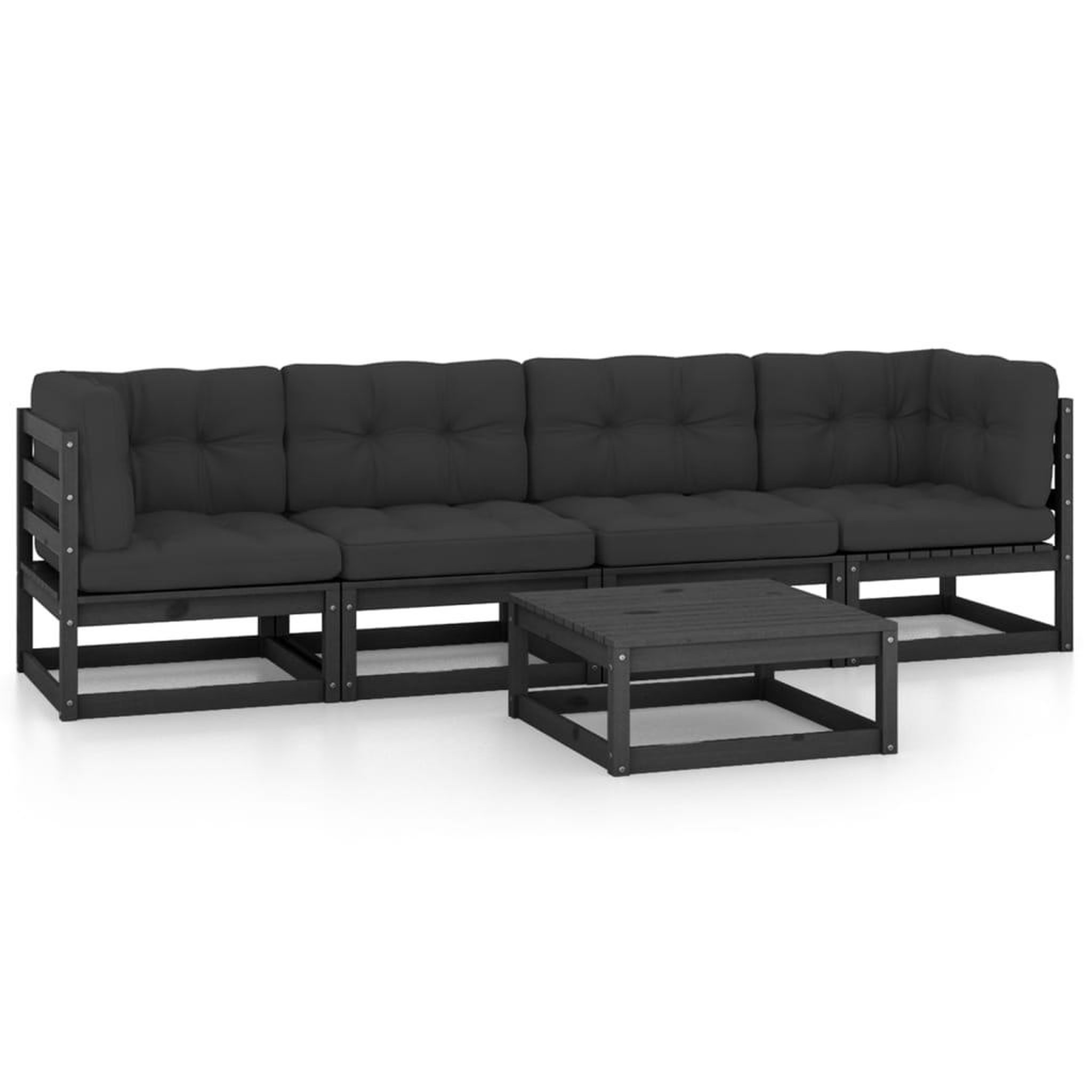 Voir la diapositive 2 : VIDAXL Salon de jardin 5 pcs avec coussins Bois de pin massif
