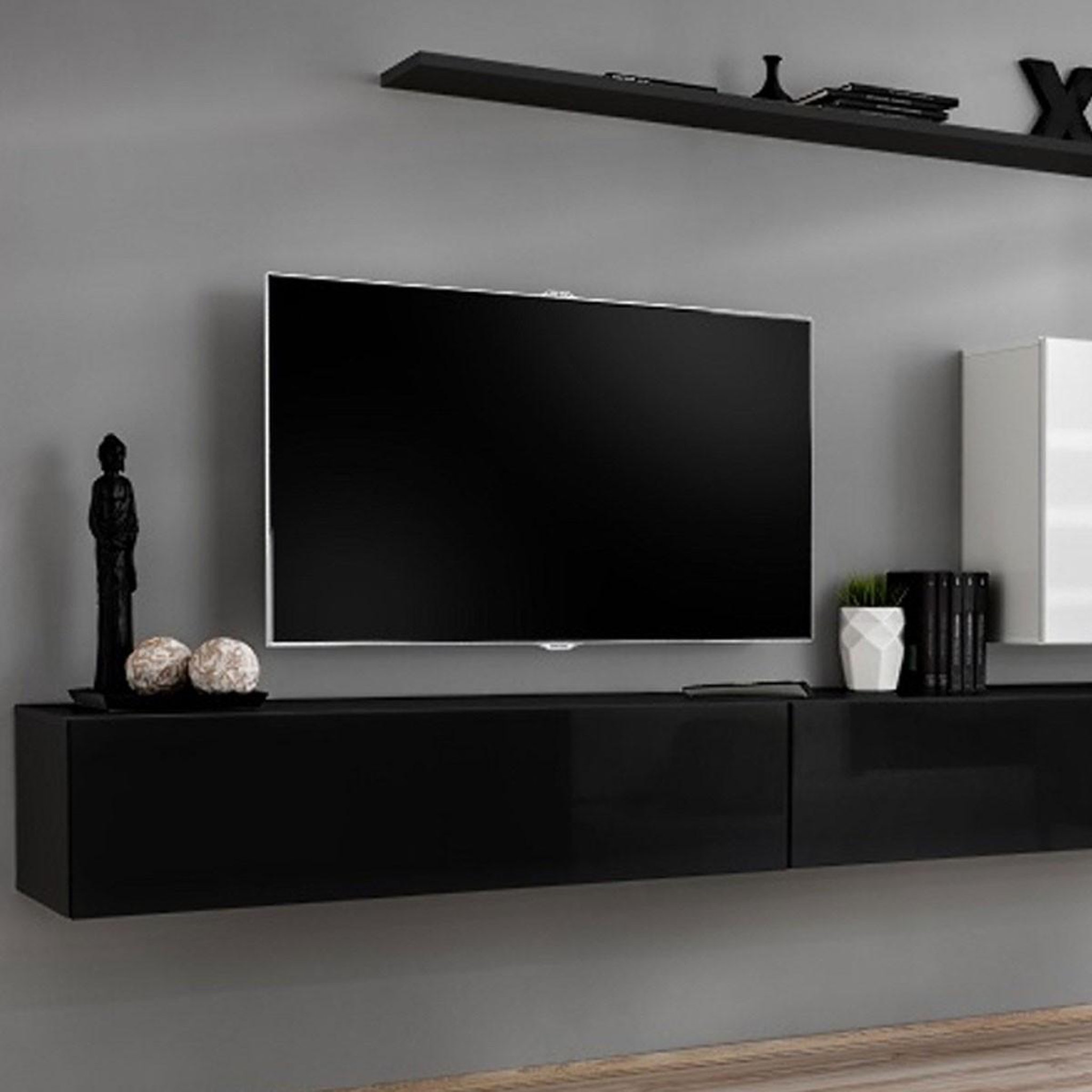 Voir la diapositive 2 : Paris Prix Meuble tv mural design  switch ix  310cm noir & blanc