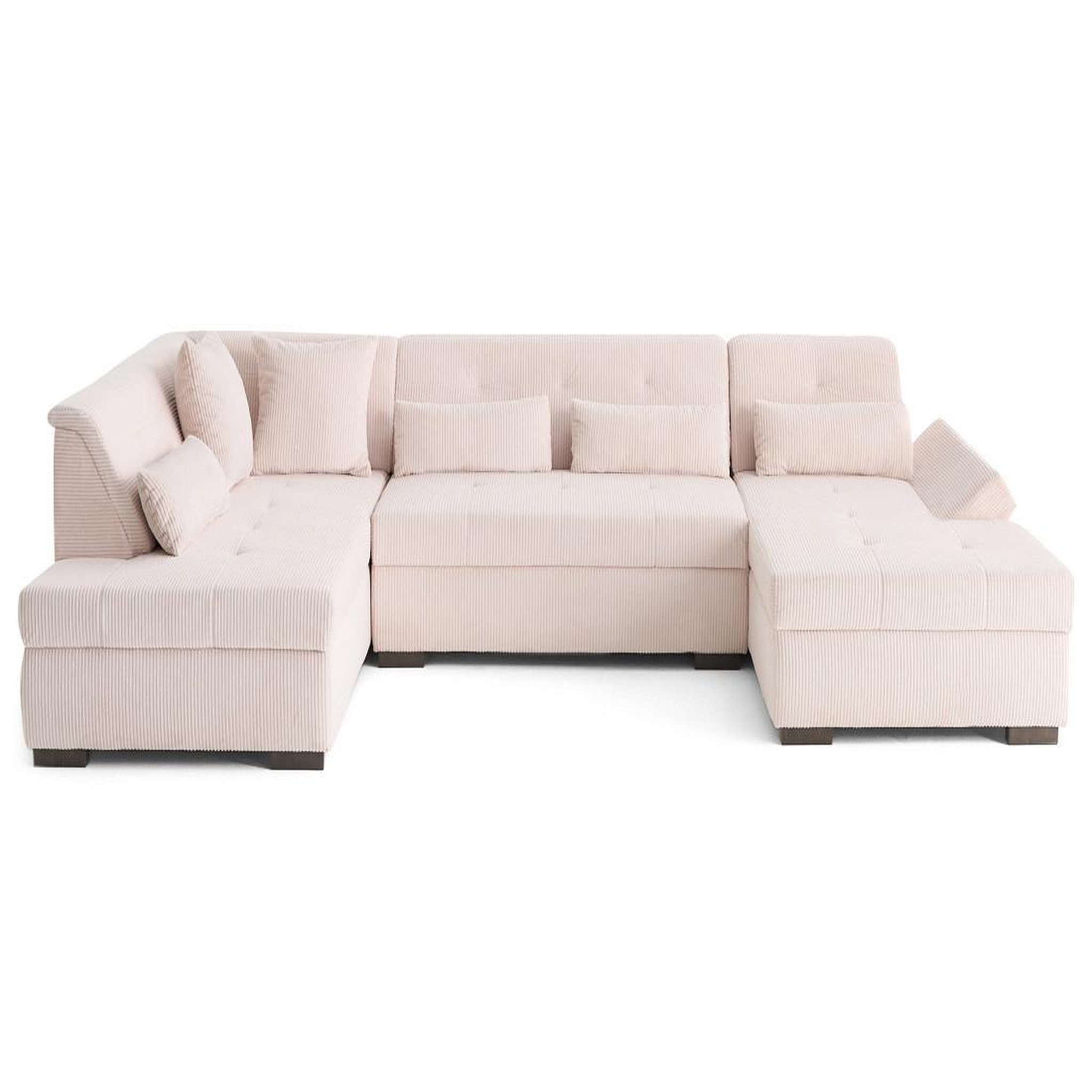 BEST MOBILIER Vermont - canapé panoramique d'angle gauche 7 places en velours côtelé. Coloris disponibles : Gris, Beige, Vert, Orange, Bleu, Marron, Noir