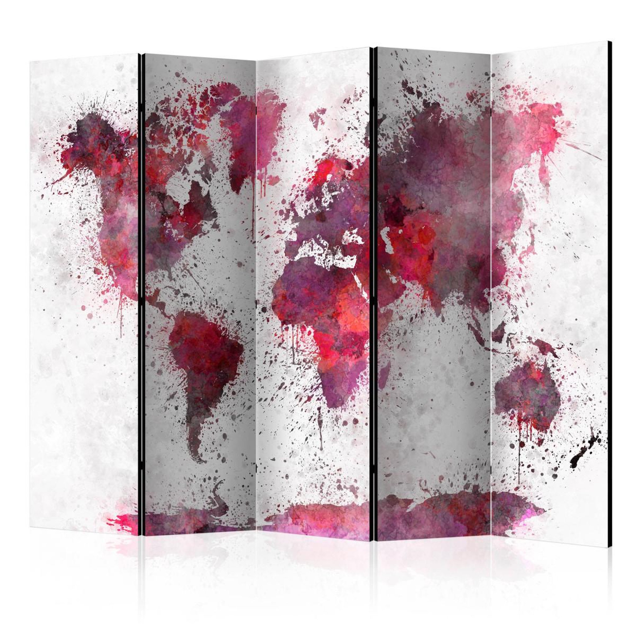 Paris Prix Paravent 5 volets  world map : red watercolors  172x225cm