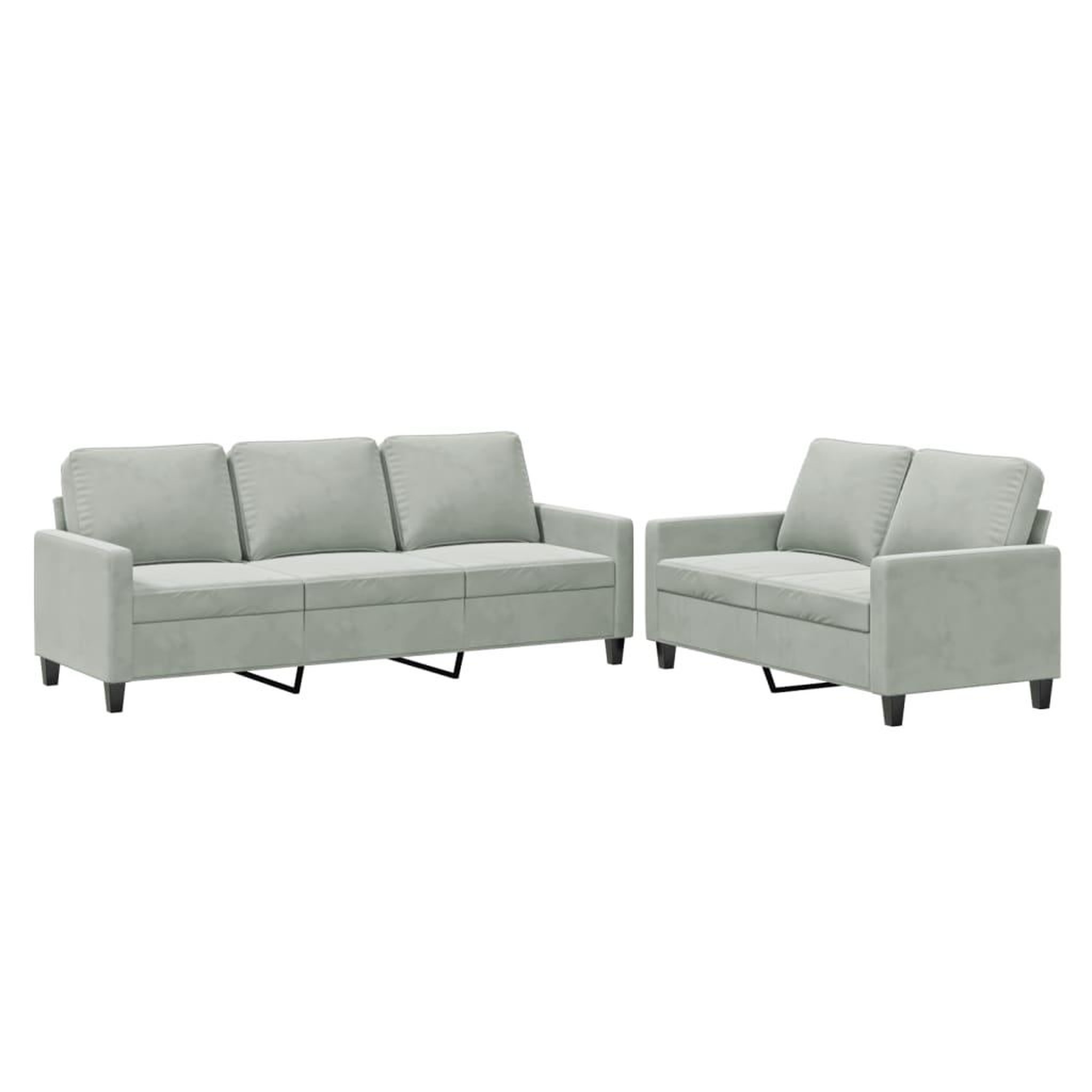 Voir la diapositive 2 : VIDAXL Ensemble de canapes 2 pcs avec coussins Gris clair Velours