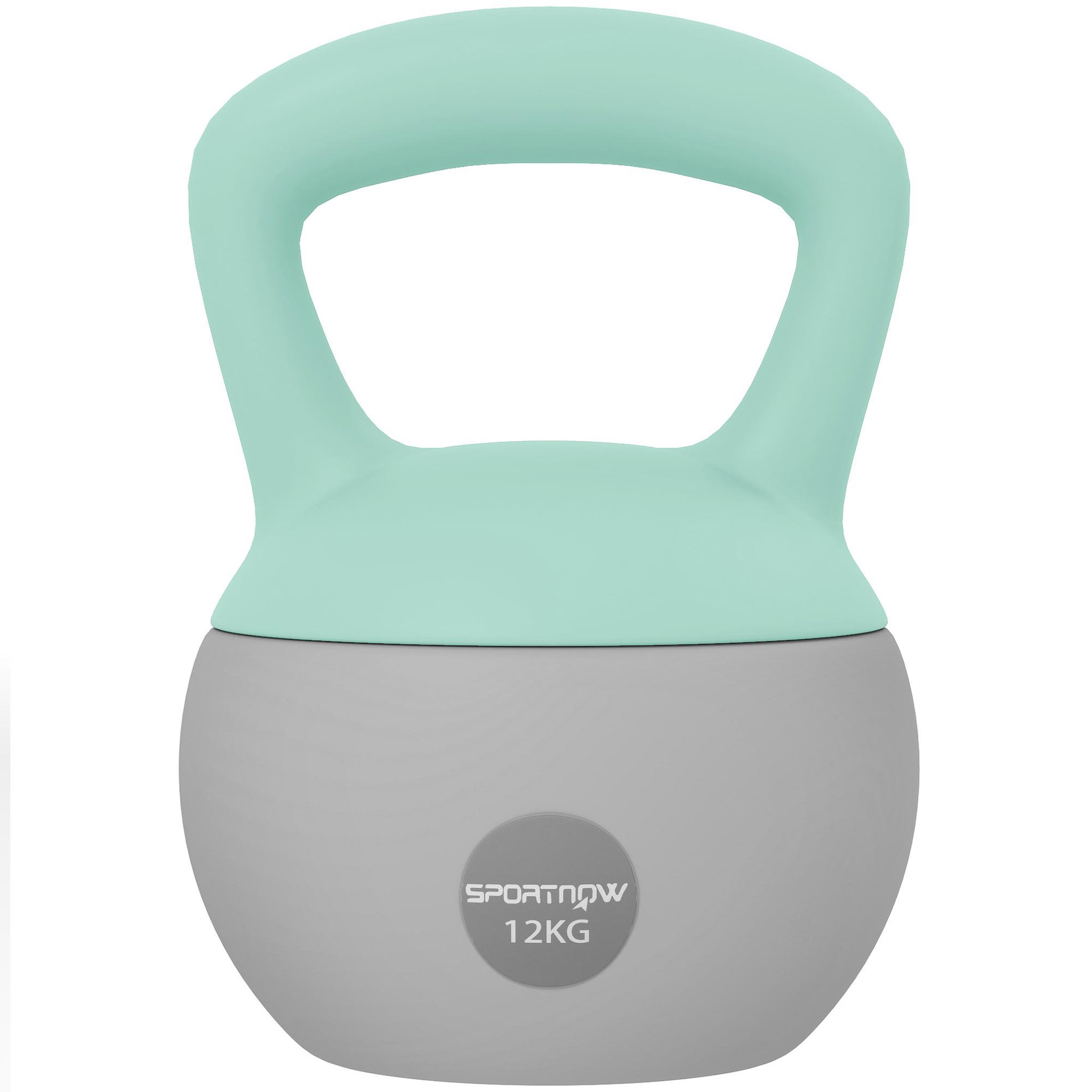 HOMCOM Kettlebell 12 Kg - prise ergonomique - entraînement musculaire & haltérophilie - PVC gris vert d'eau