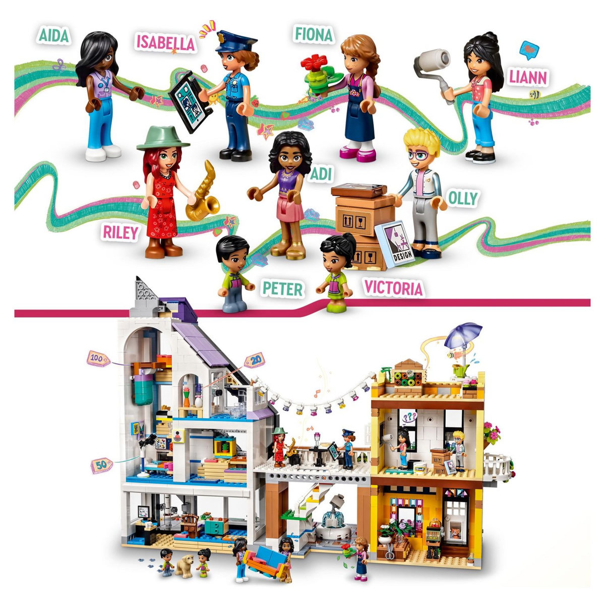 LEGO Friends 41732 Les boutiques de fleurs et de décoration, Maquette à Construire et Personnaliser