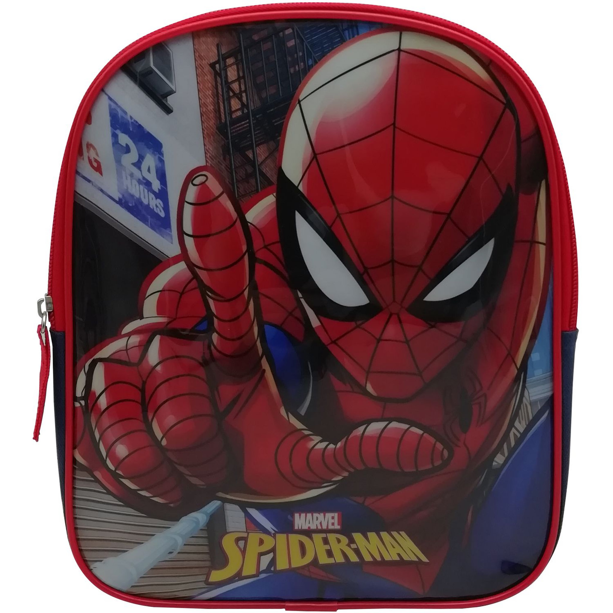 Voir la diapositive 1 : Sac à goûter maternelle 25 cm bleu et rouge SPIDERMAN