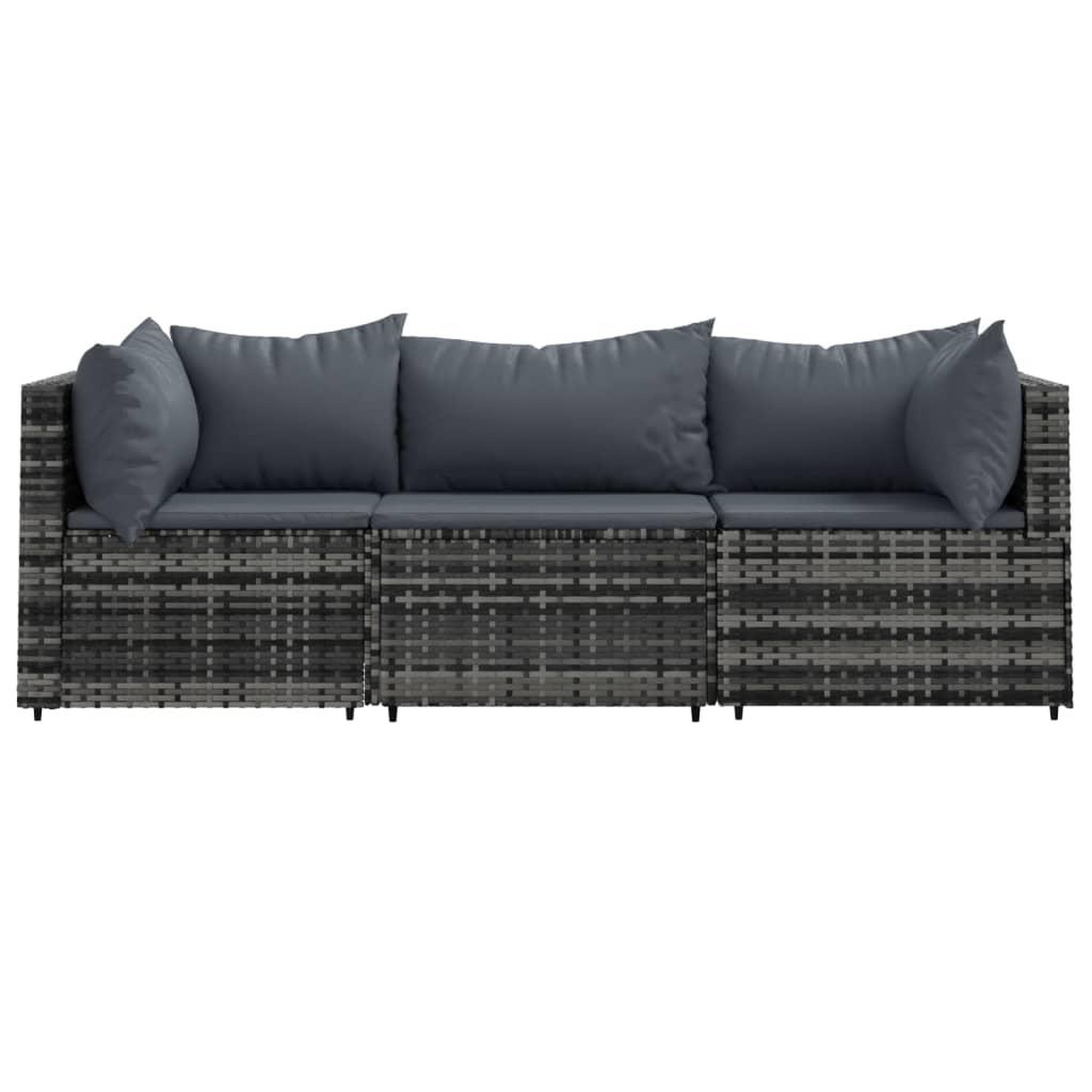 Voir la diapositive 3 : VIDAXL Salon de jardin 3 pcs avec coussins Gris Resine tressee