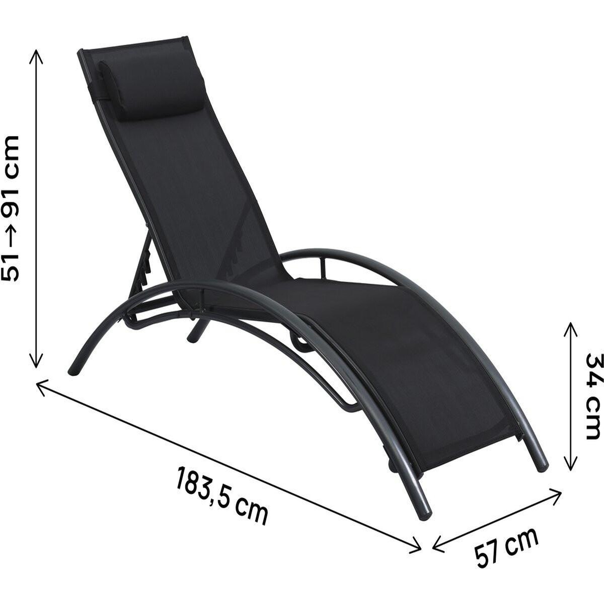 Voir la diapositive 3 : Habitat et Jardin Lot de 2 bains de soleil en aluminium beauty  phoenix  - noir
