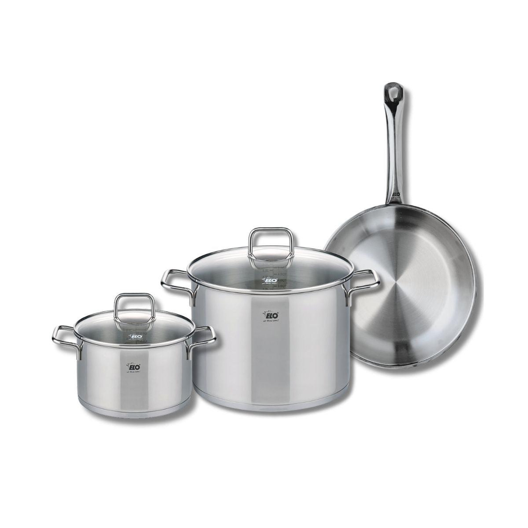 ELO Ensemble de 1 poêle de cuisson 28 cm et 2 faitouts 20 et 26 cm elo profi citrin
