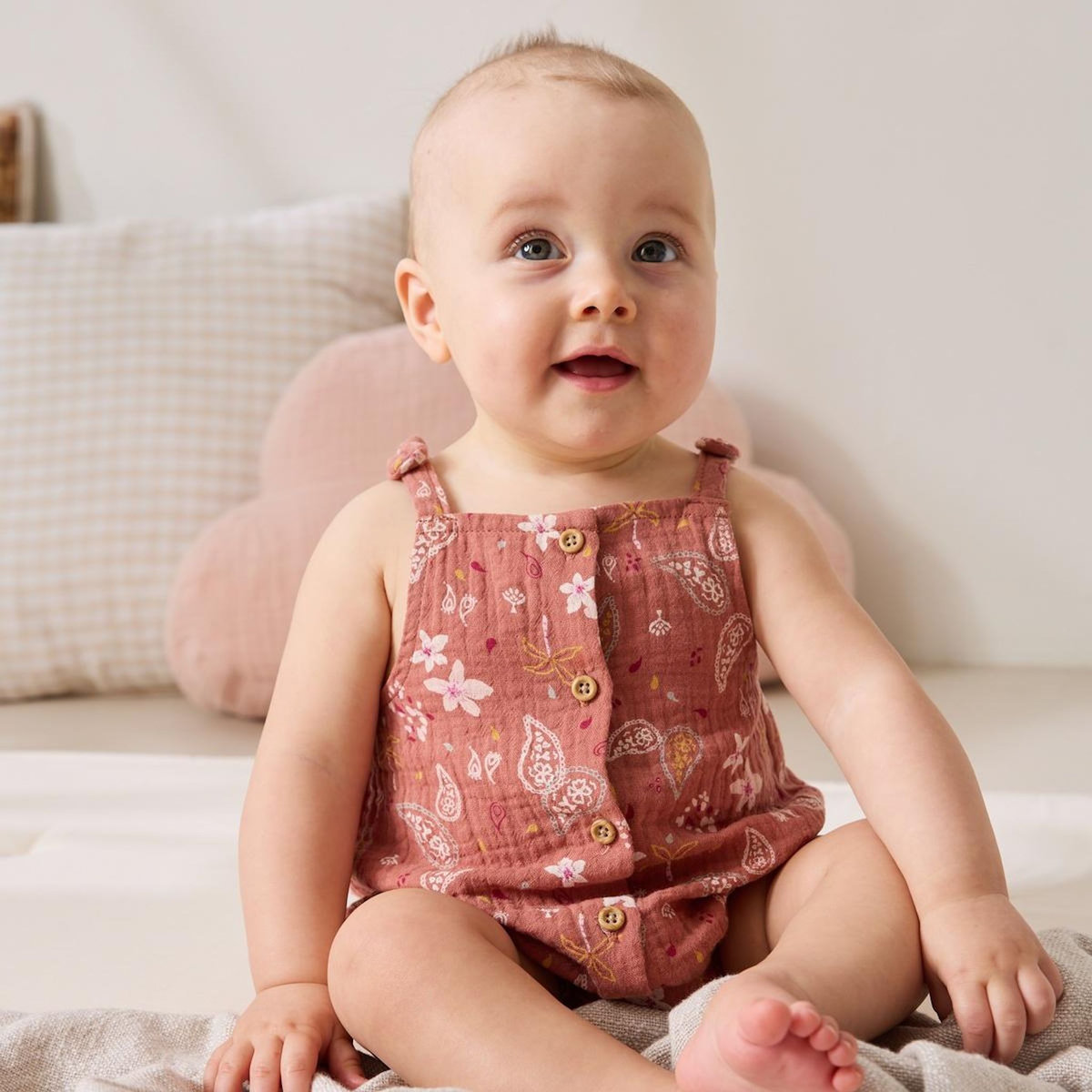 Petit Béguin Barboteuse bébé en gaze de coton Arizona