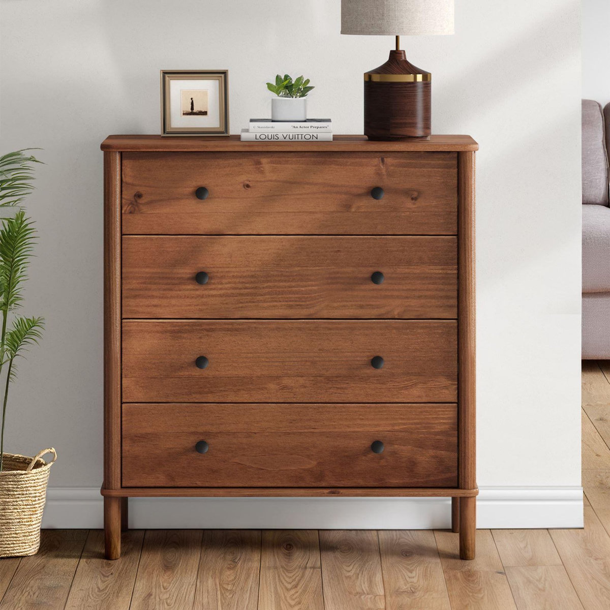 IDIMEX Commode APOANA 4 tiroirs en bois massif