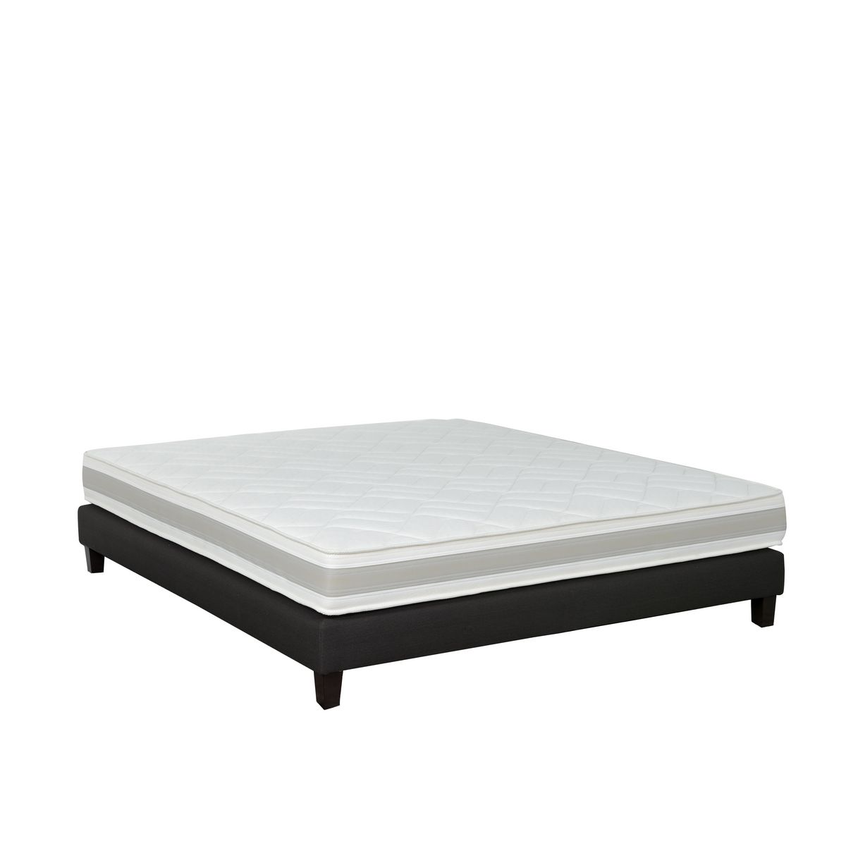 PRESTIGE Collection Ensemble matelas ressorts MORPHEE + sommier déco gris 140x190 cm